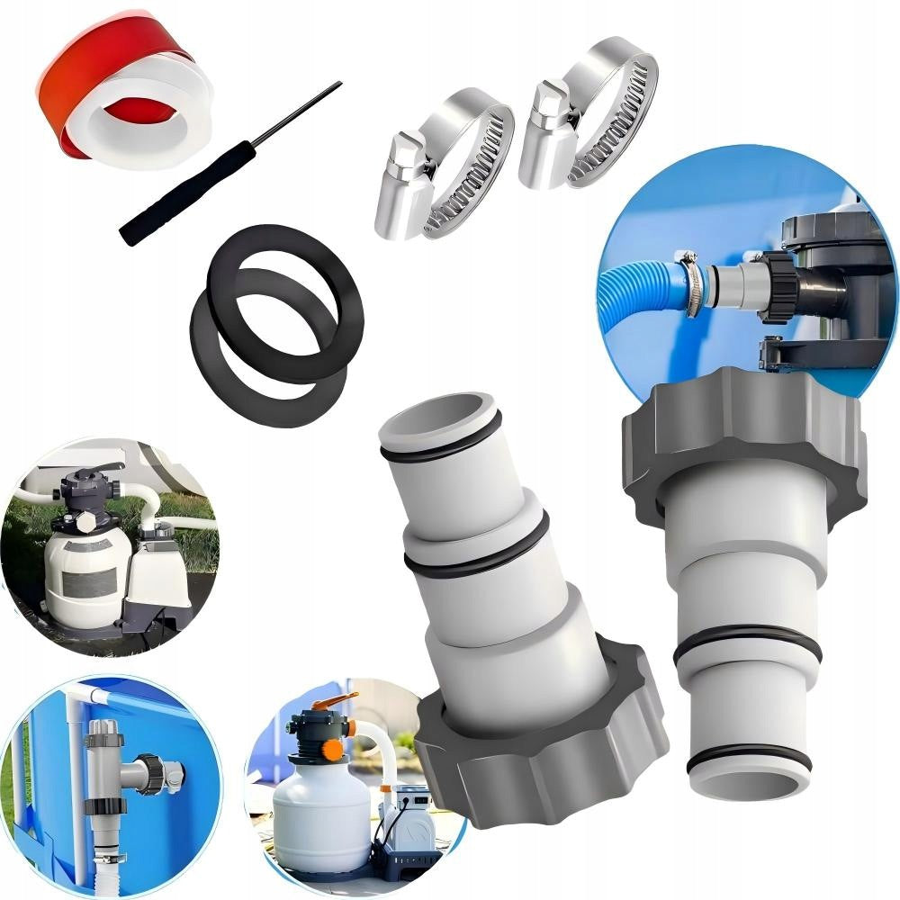 2x HOSE REDUCTION FITTING FOR PUMPS POOL HOSES ADAPTER FOR INTEX 32-38MM