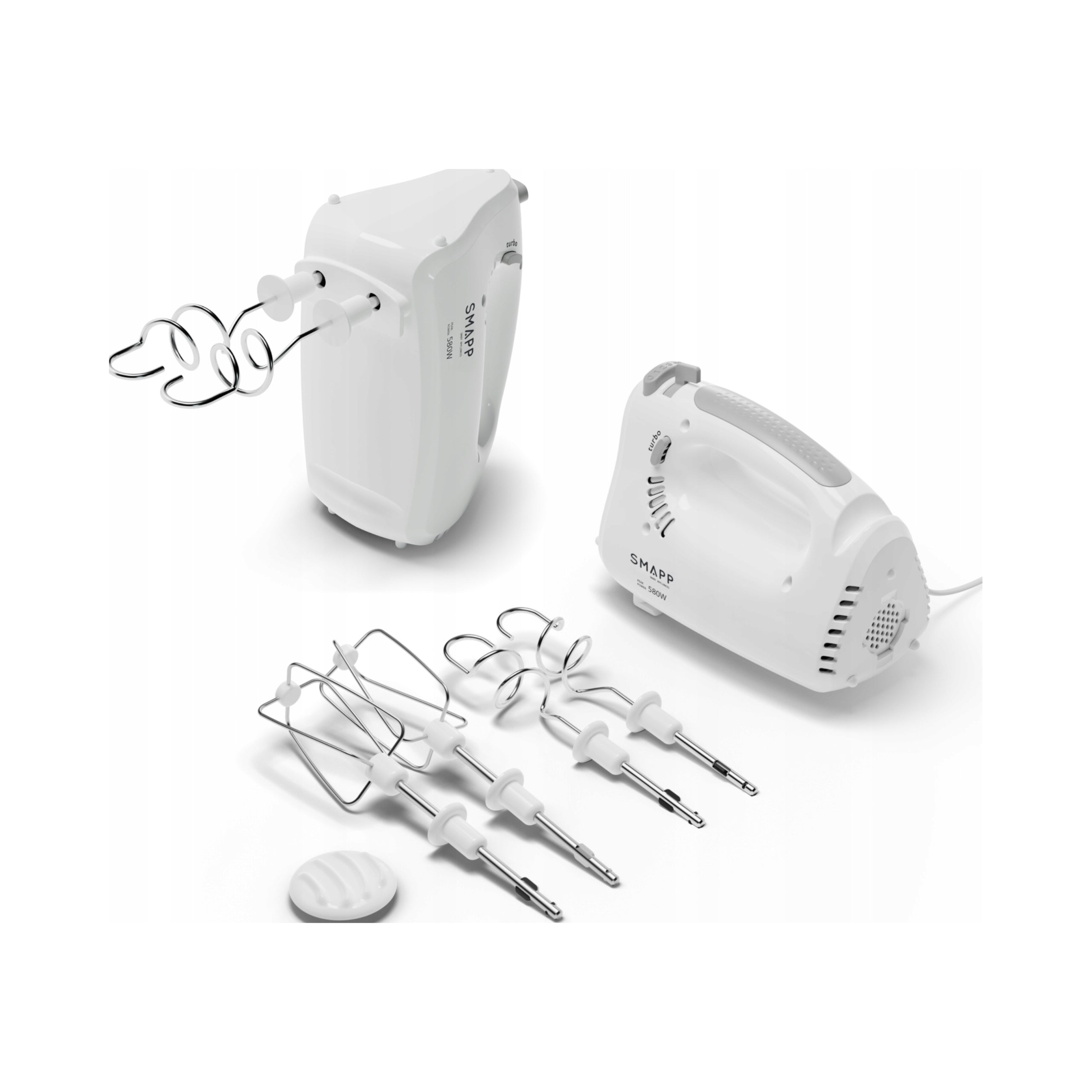 2x Hand Mixer Smapp 451 4 White With Turbo Mode And 5 Speeds