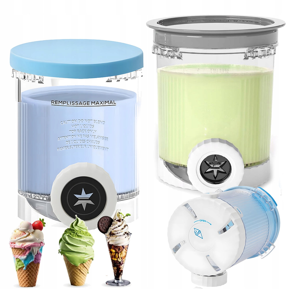 2x ICE CREAM CONTAINERS NINJA SWIRL NC700 NC701 ICE CREAM CONTAINER