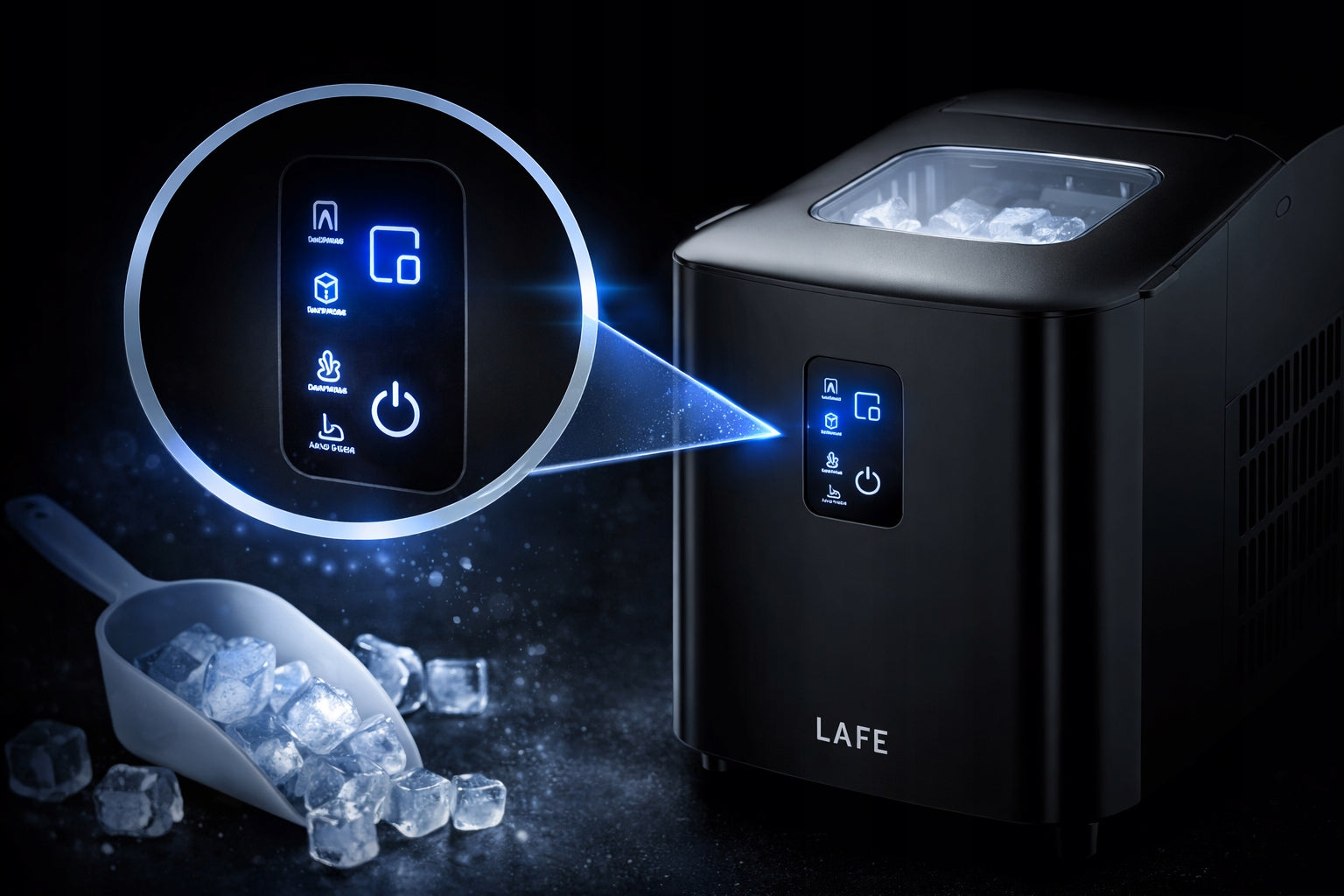 2x Ice Maker Lafe Ice Cube Maker 1l Black 120w Drawer Ice 12kg Dominant color black