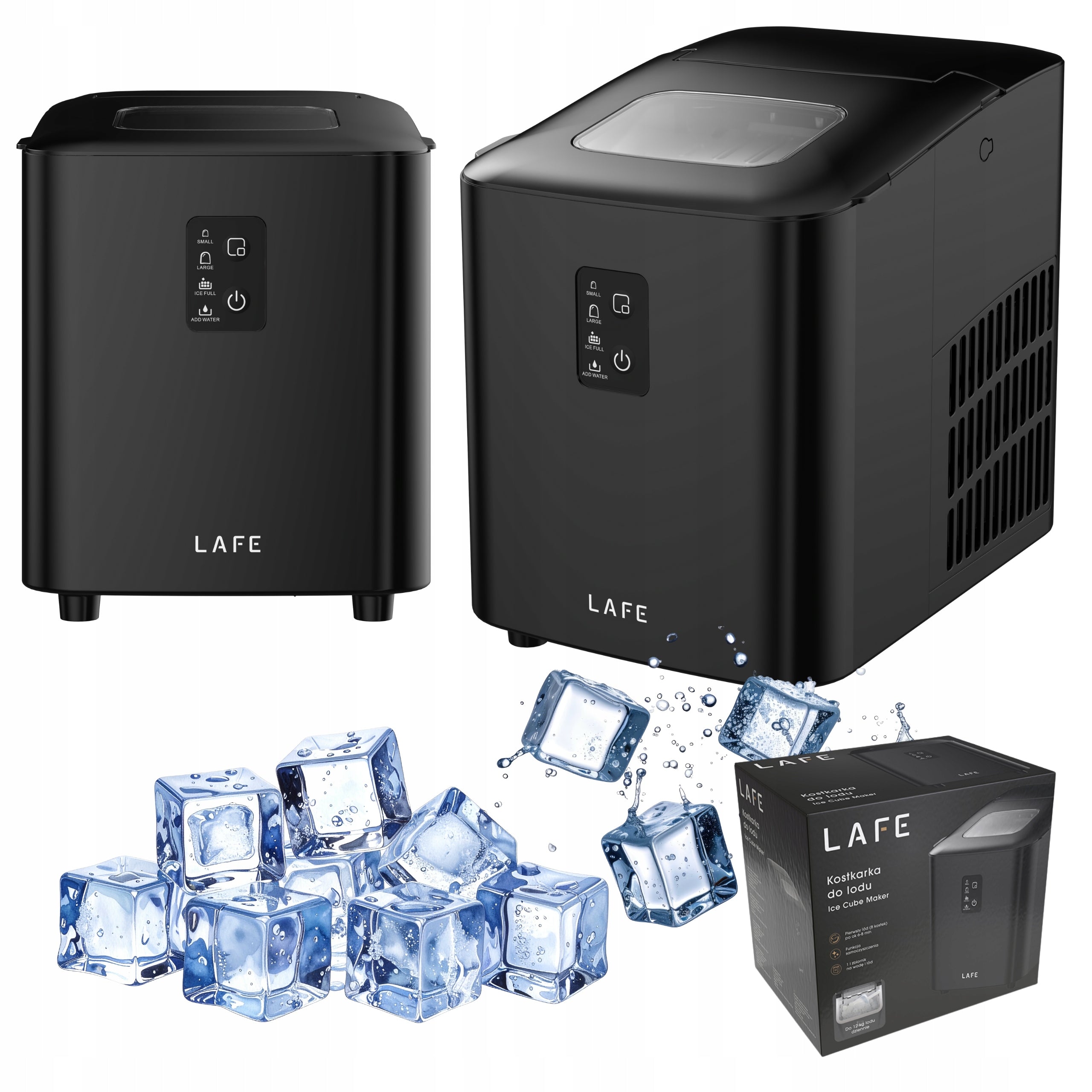2x Ice Maker Lafe Ice Cube Maker 1l Black 120w Drawer Ice 12kg