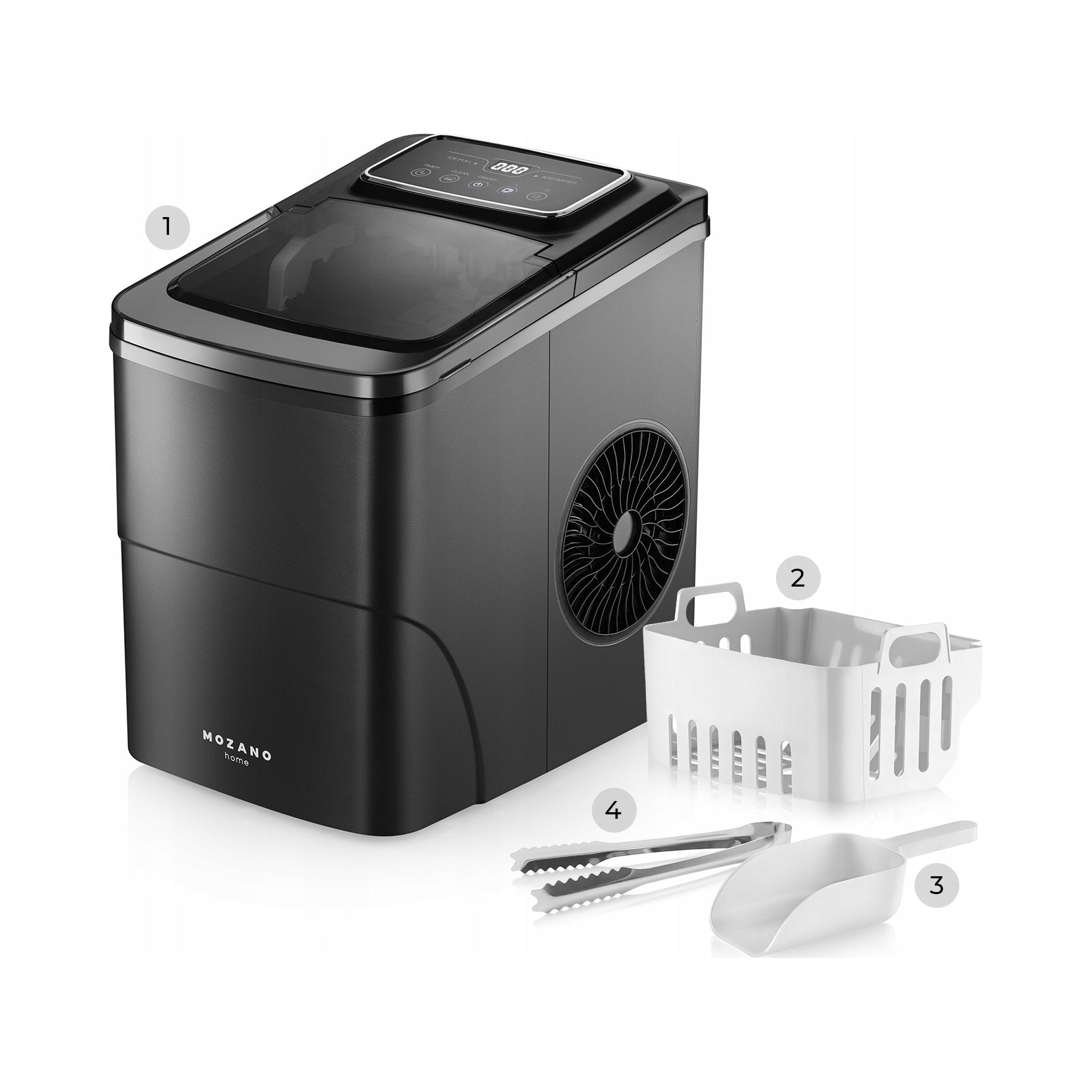 2x Ice Maker Mozano Multi Cube Black 160w 12kg 24h Timer 2 Size