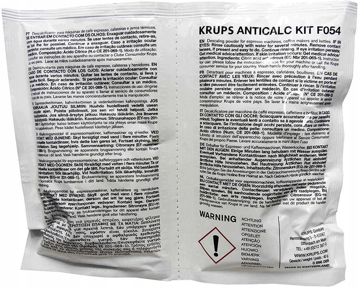 2x Krups descaler for F054 coffee machine - 4x sachet 2x test express Brand Krups