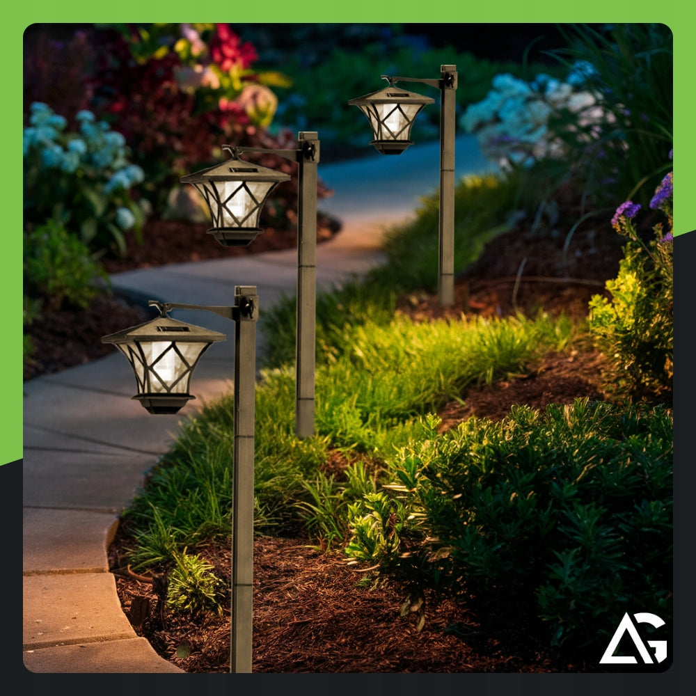 2x LANTERN SOLAR GARDEN LAMP LED LANTERN DUSK SENSOR 150CM Color black