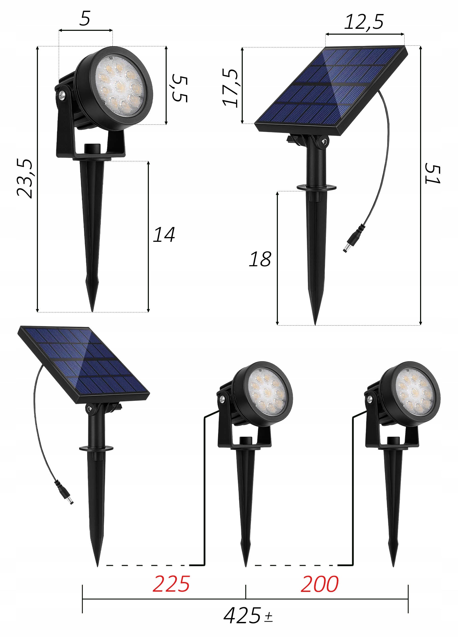 2x LED Garden Headlight Punched Solar Skewer Solar Lamp IP44 Number of pieces 1 pcs