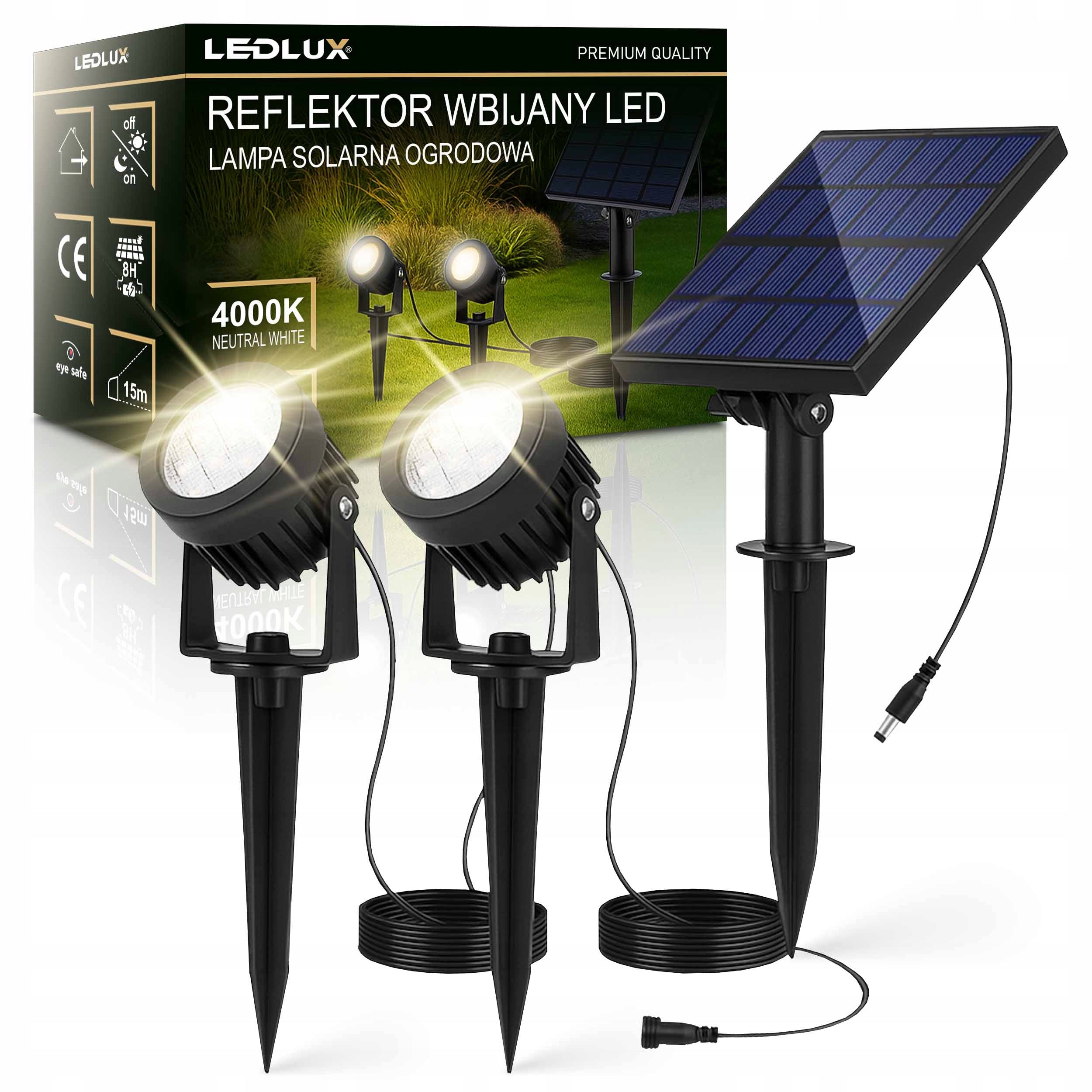 2x LED Garden Headlight Punched Solar Skewer Solar Lamp IP44