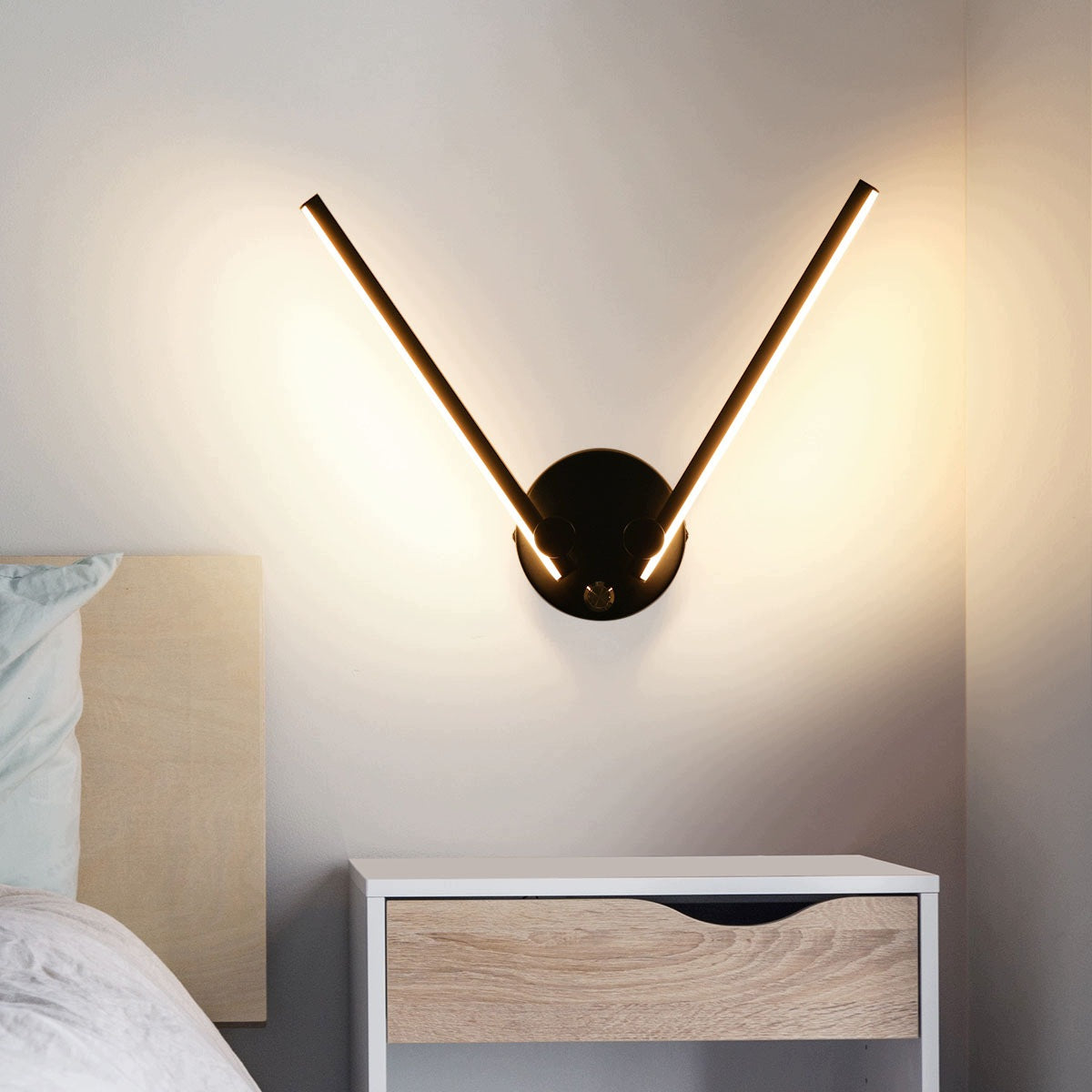 2x LED WALL LAMP MODERN 12W ALUMINUM WALL LIGHT SPIRAL LINE LAMP 53CM Packaging status original