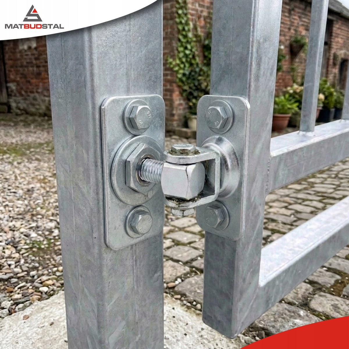 2x M12 Double Sided Adjustable Hinge for Gate Screwed ZINC SIGN Brand Mat-bud-stal