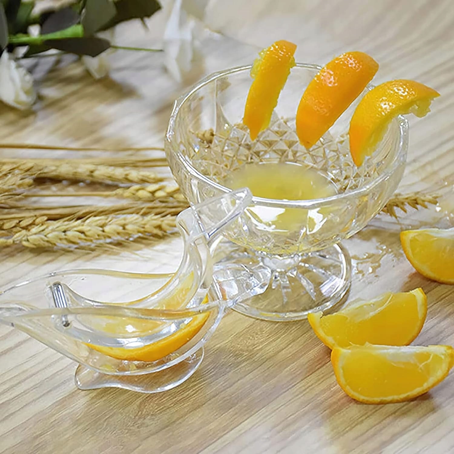 2x MANUAL CITRUS JUICER LEMON ORANGE TRANSPARENT SET Brand no brand
