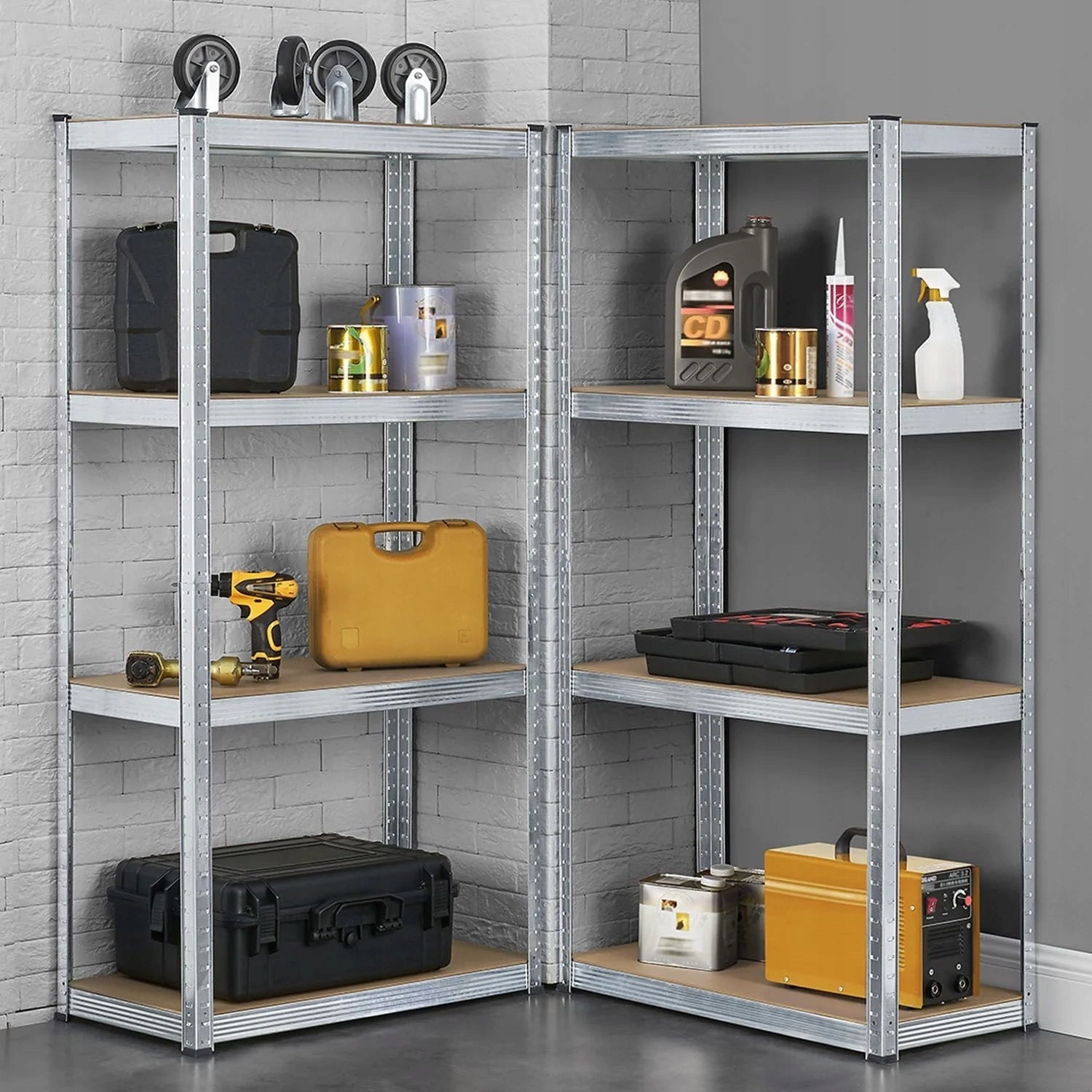 2x METAL STORAGE RACK 160x80x40CM 640KG BASEMENT WORKSHOP GARAGE Packaging status original