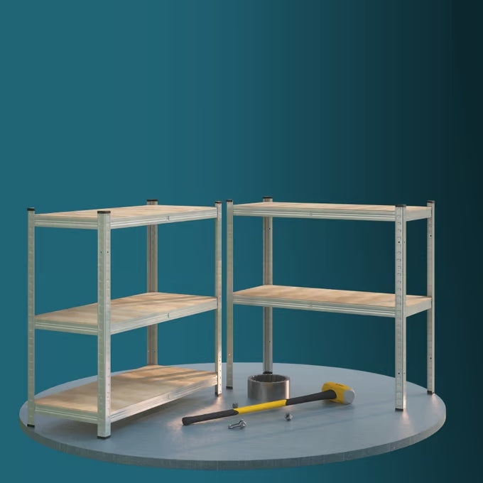 2x METAL STORAGE RACK FOR GARAGE 4 SHELVES 700 KG Packaging status original