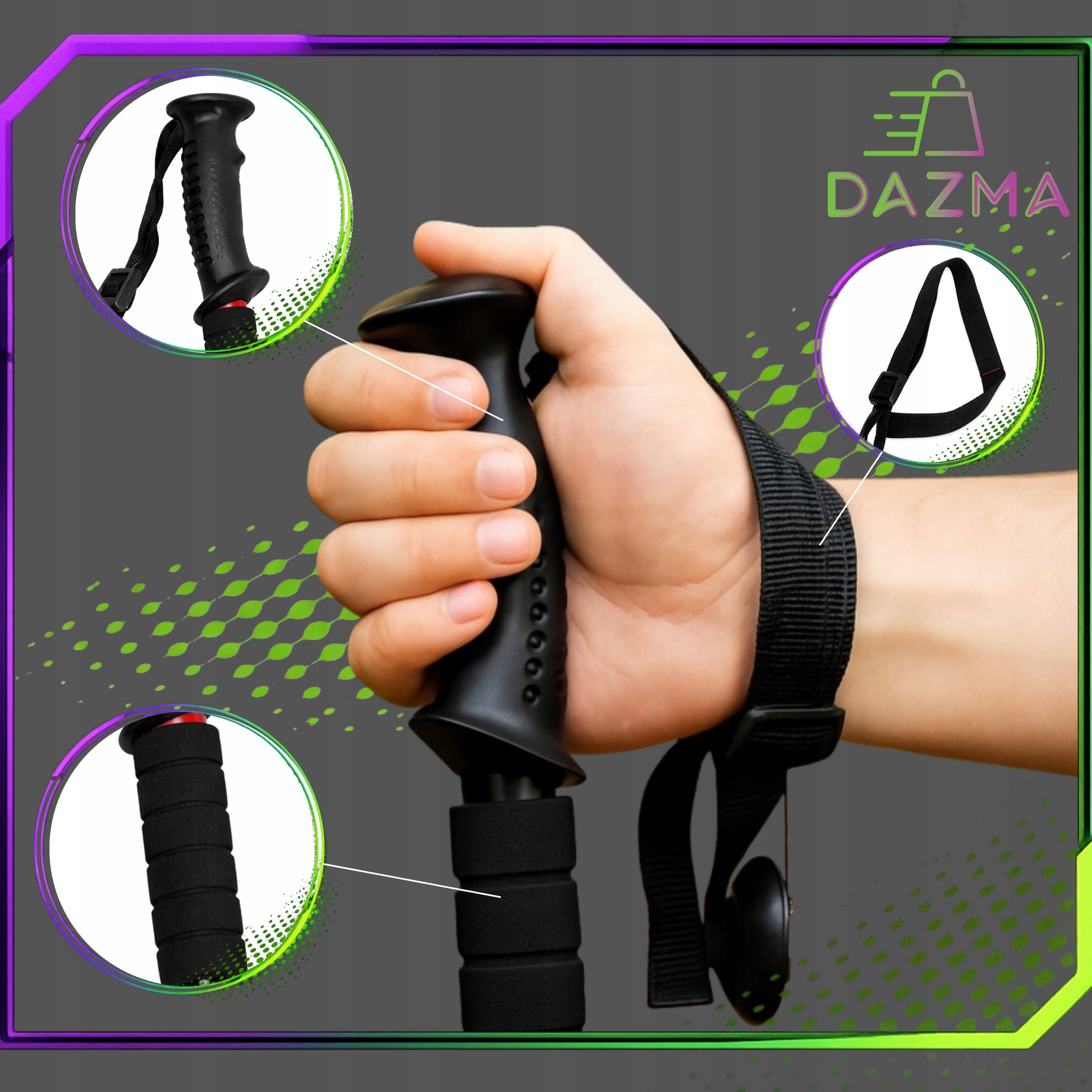 2x Nordic Walking Poles Walking Sticks Folding Anti-Shock ALUMINUM Manufacturer code DAZMA