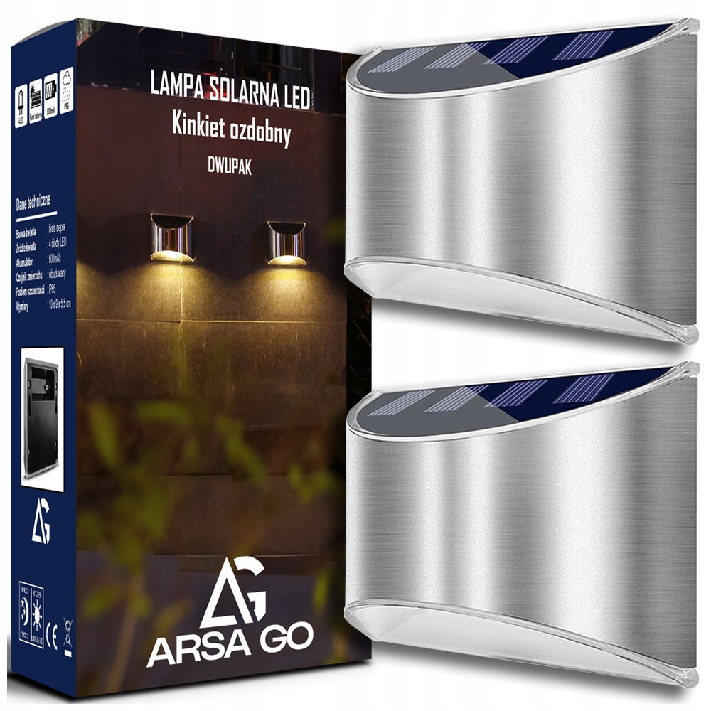 2x OUTDOOR WALL SCONCE LED SOLAR GARDEN LAMP FACADE LAMP
