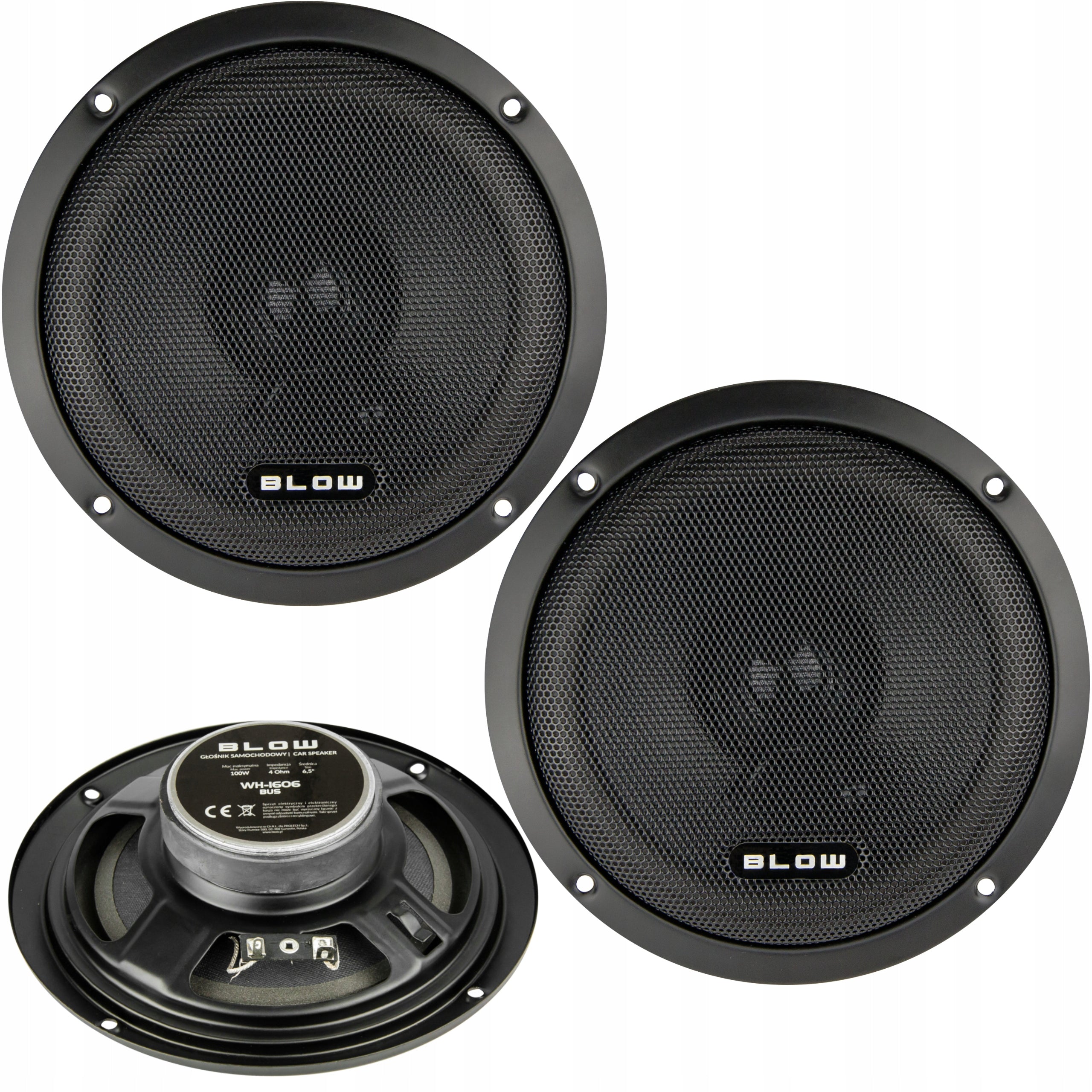 2x POWERFUL CAR SPEAKERS 100W 6,5" 4Ohm 165mm 2 WAY GRILLES BUS EAN (GTIN) 0784583511558