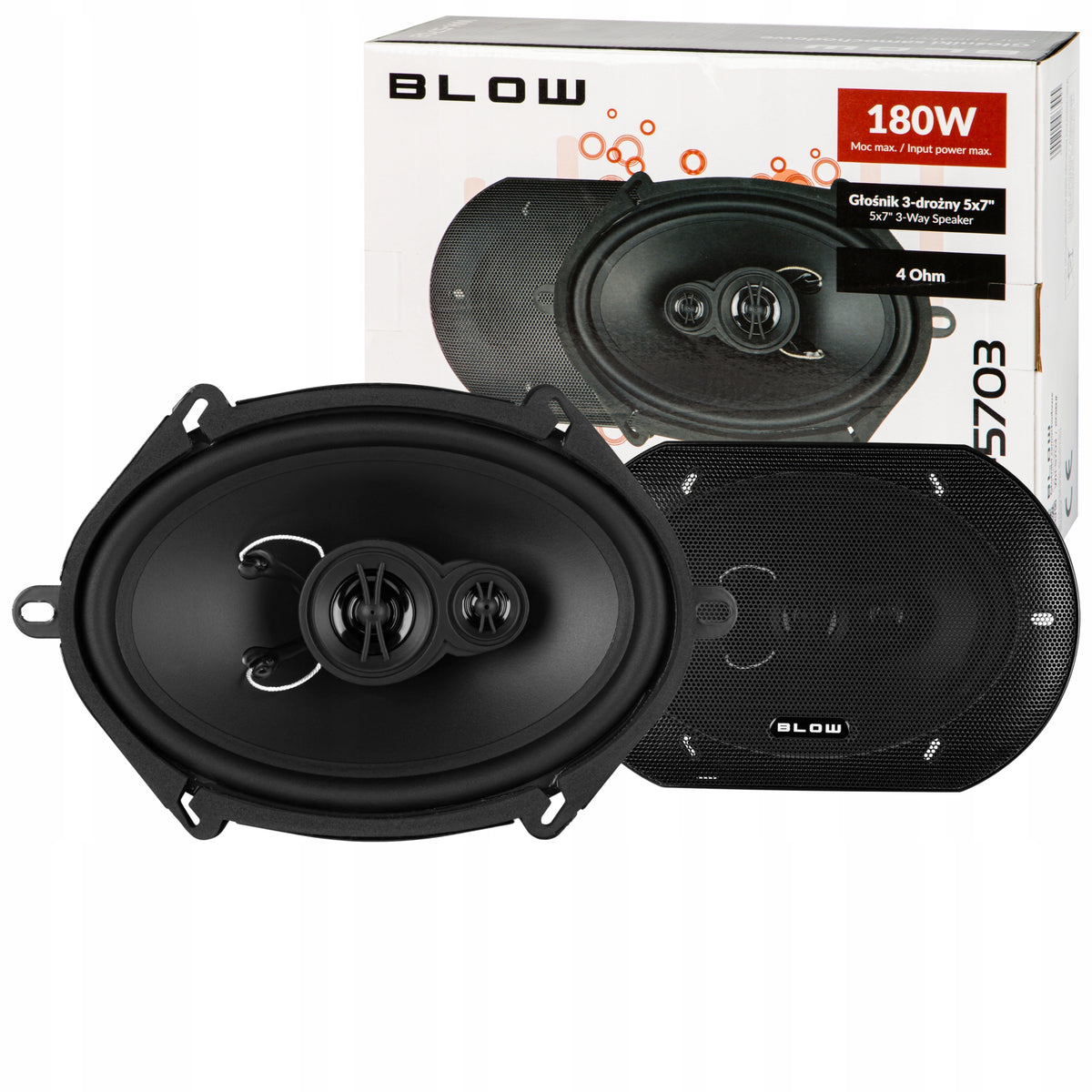 2x POWERFUL CAR SPEAKERS 180W 5x7" 4Ohm OVAL ELLIPSE 3 WAY