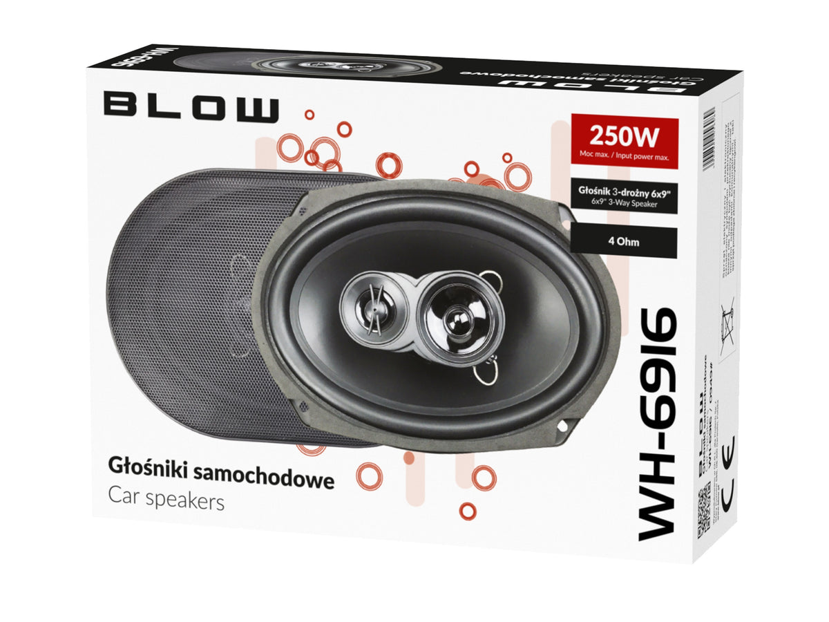 2x POWERFUL CAR SPEAKERS 250W 6x9" 4Ohm OVAL THREE-WAY ELLIPSE Manufacturer code 0949#