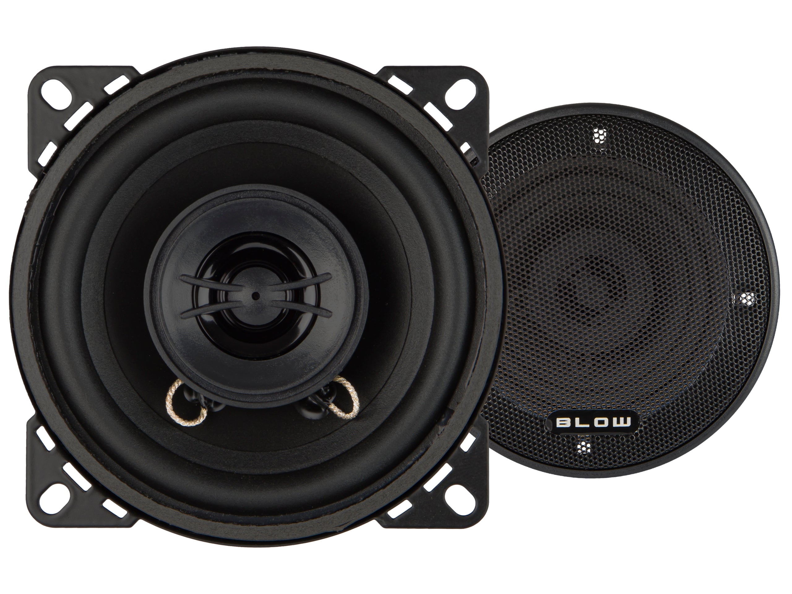 2x POWERFUL TWO-WAY CAR SPEAKERS 100W 100mm SET OF 4" GRILLES Brand Blow