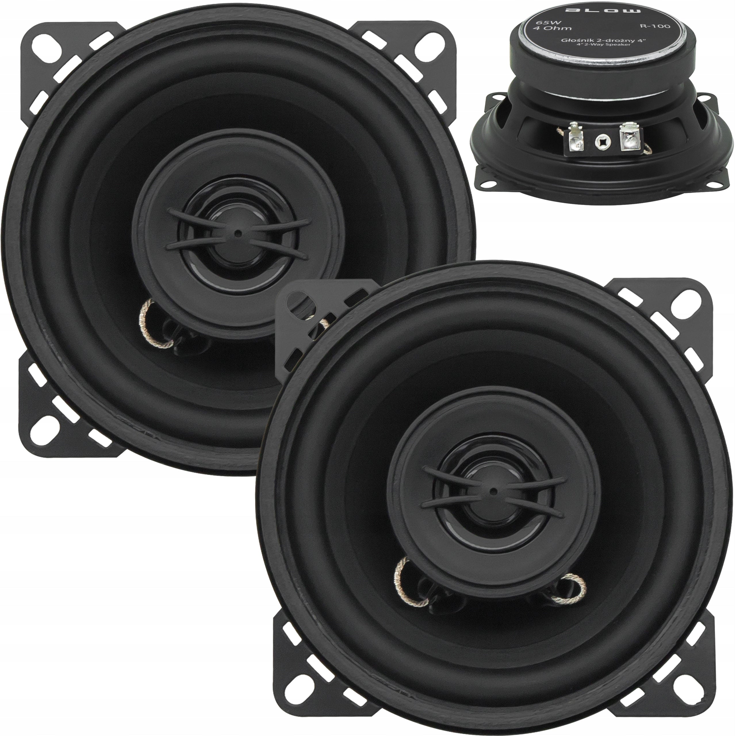 2x POWERFUL TWO-WAY CAR SPEAKERS 65W 100mm 10cm 4'' ON THE UNDERPANE