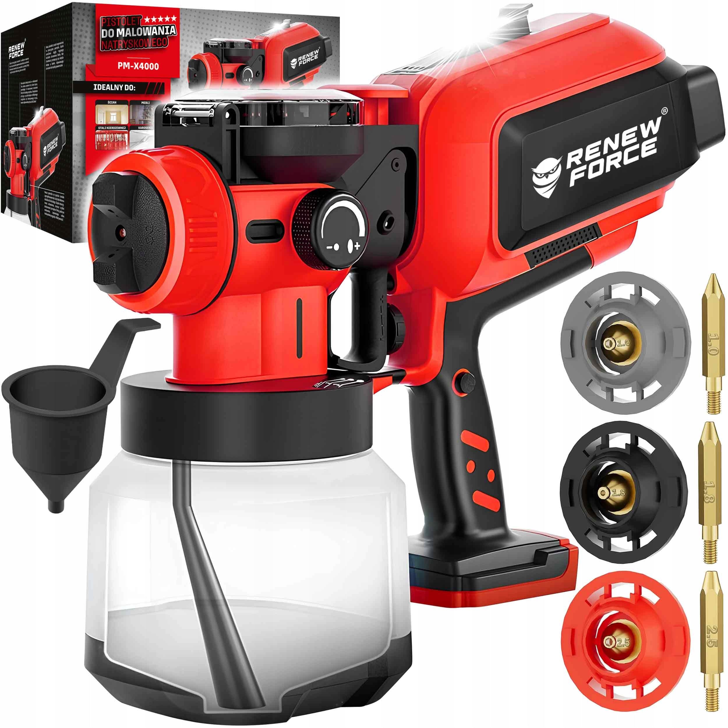 2x Paint Gun Renew Force 550 W 1 20 L 3 Interchangeable Nozzles