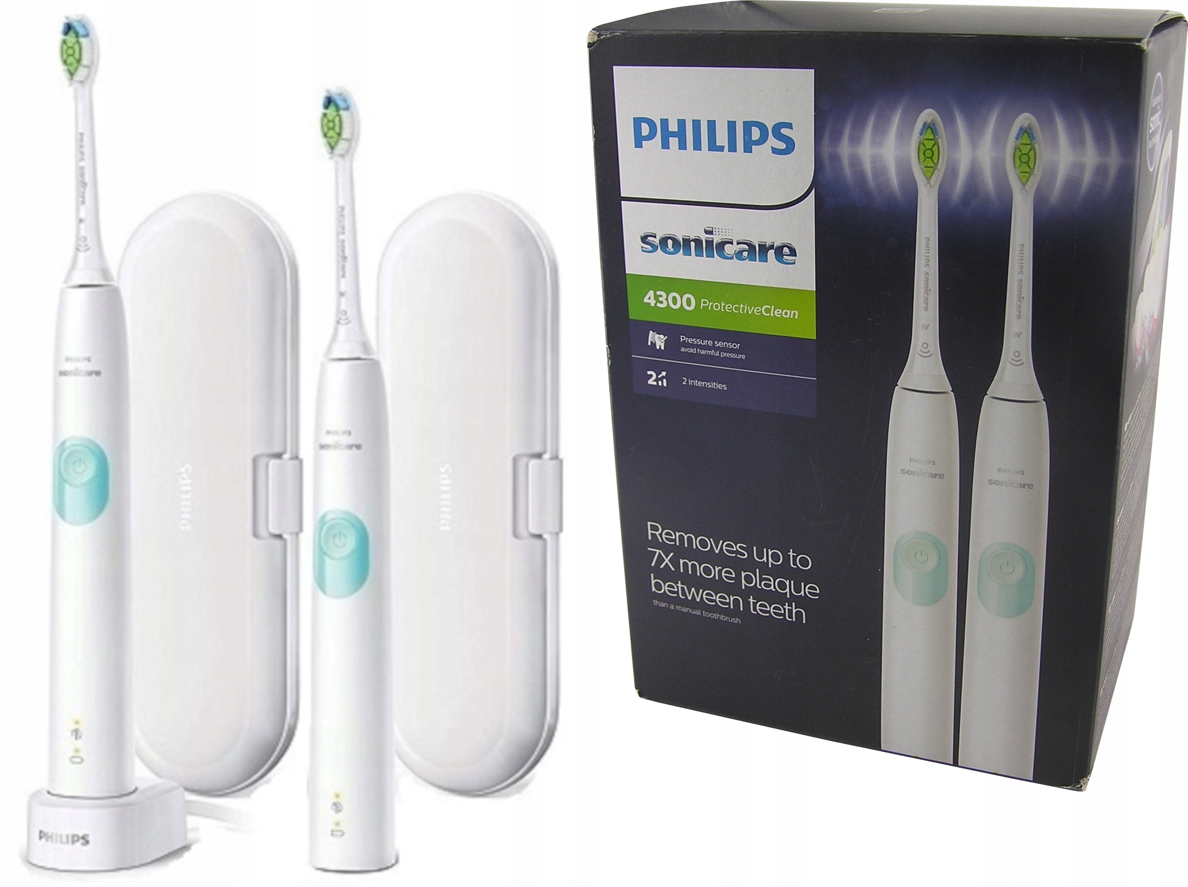 2x SONIC TOOTHBRUSH PHILIPS SONICARE 4300 HX6807/35 WHITE