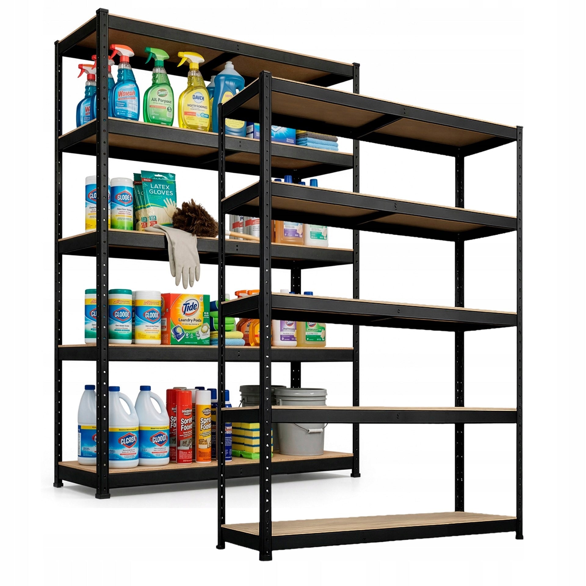 2x STORAGE RACK 150x75x30cm metal GARAGE pressed WITH SHELVES 625kg