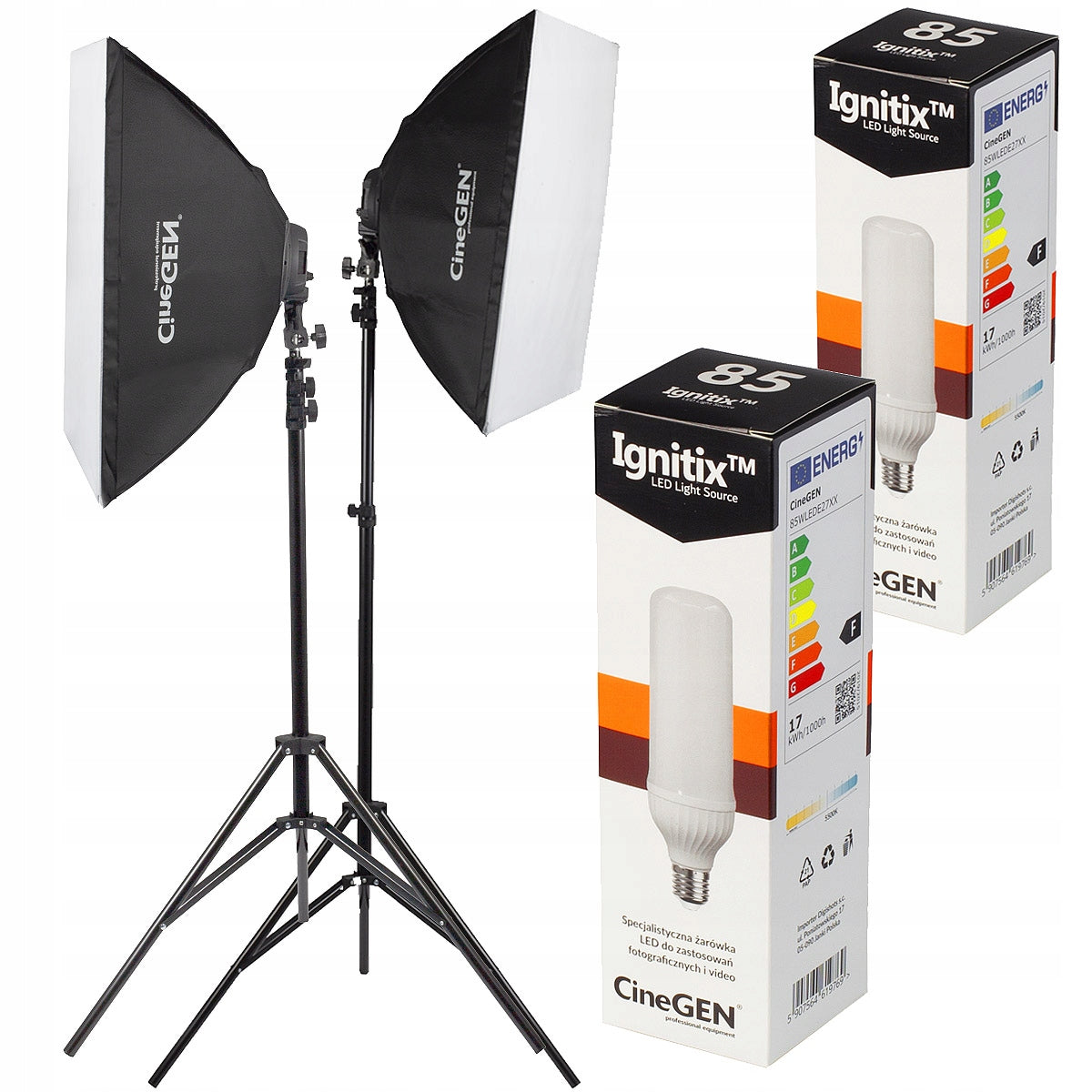 2x STUDIO LAMPS SOFTBOX 40x40 cm 85W continuous light Manufacturer code DOUBLE-44681