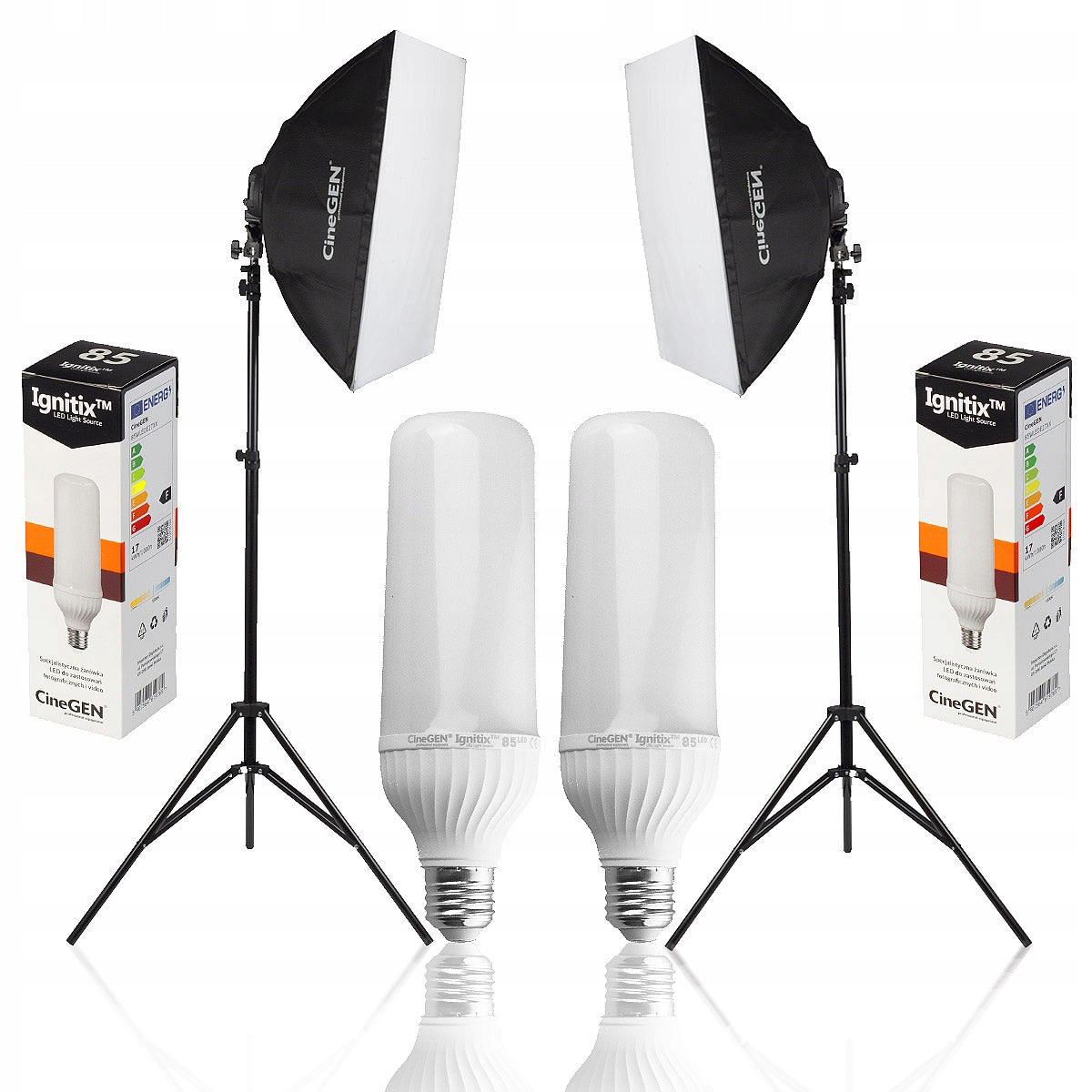 2x STUDIO LAMPS SOFTBOX 40x40 cm 85W continuous light