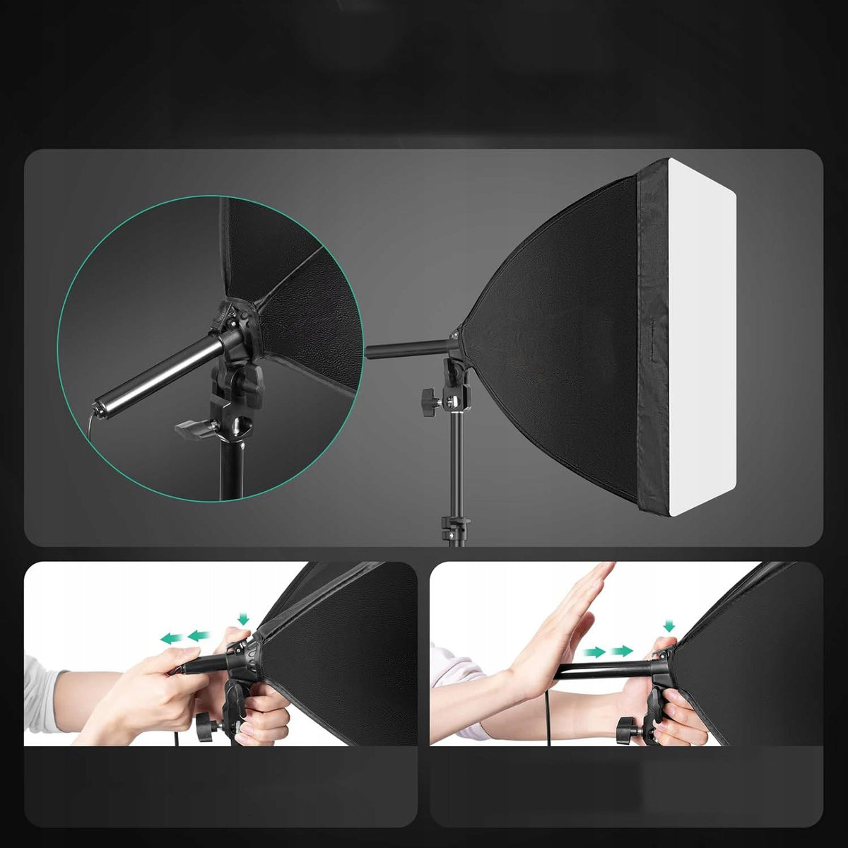 2x STUDIO LAMPS SOFTBOX LED BULBS STUDIO PHOTO LAMP 85W 50x70cm Manufacturer code EM-SBK1616P-2WJ