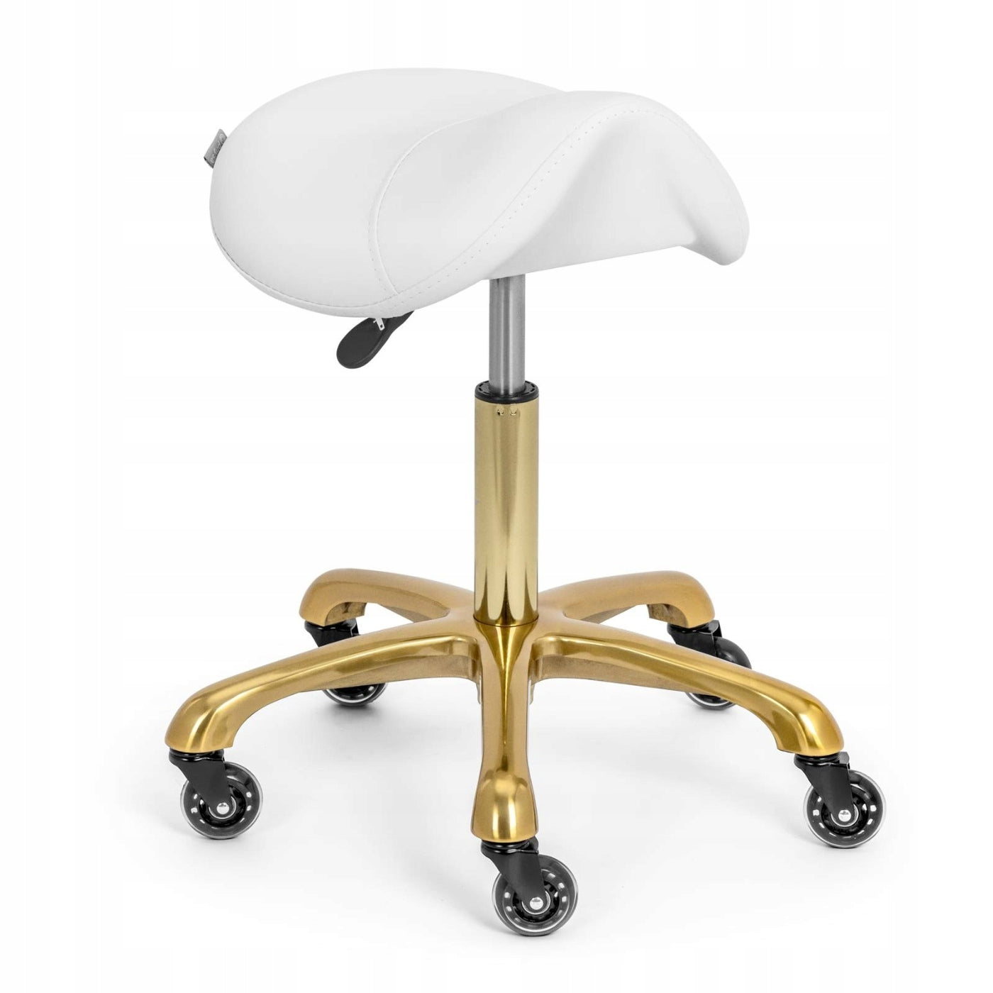 2x Saddle cosmetic stool on wheels up to 150 kg YORK - white PLN