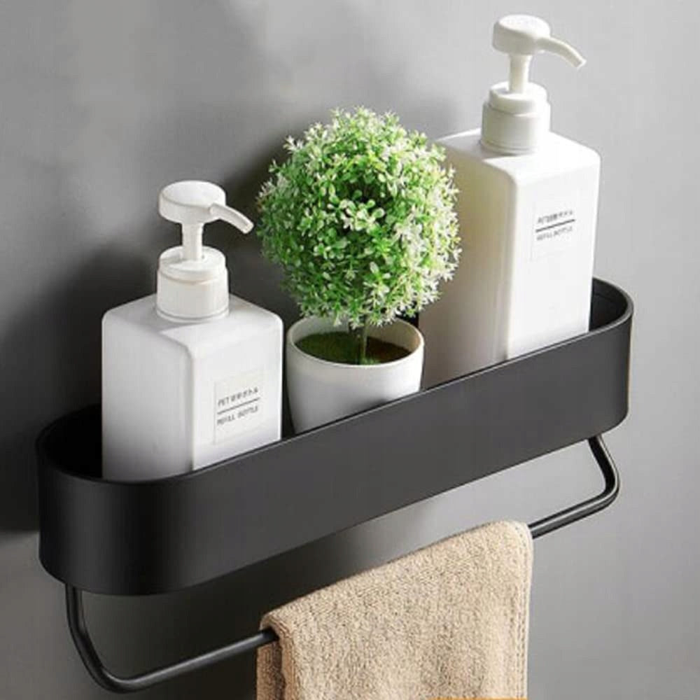 2x Shower shelf 40cm Black metal in glue Brand no brand