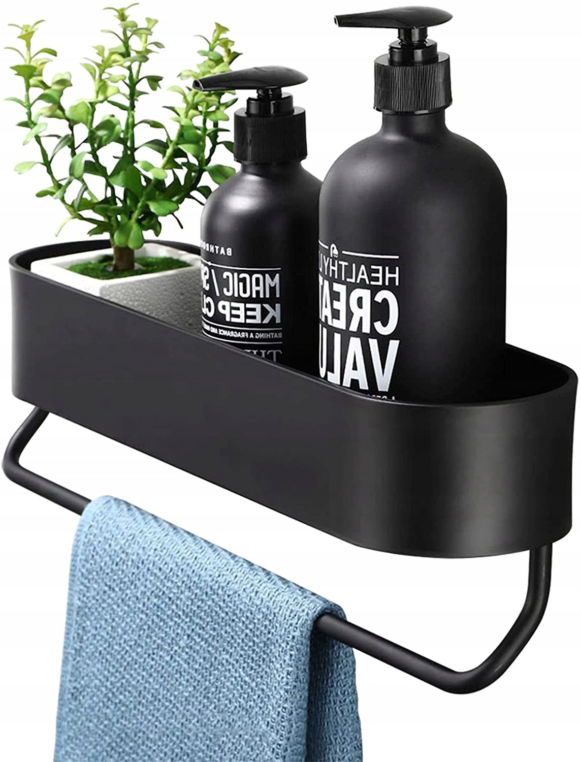 2x Shower shelf 40cm Black metal in glue Packaging status original