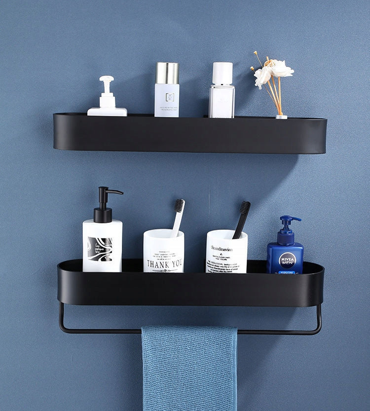 2x Shower shelf 40cm Black metal in glue