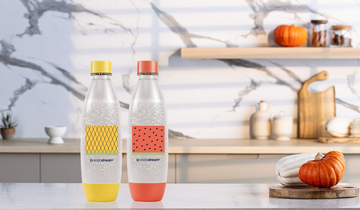 2x SodaStream Fuse Water Pomelo 2x1l BOTTLES | FOR DISHWASHER Manufacturer code butle 2x1L FUSE