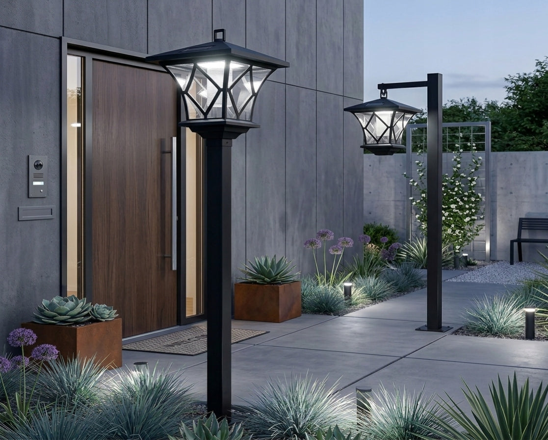 2x Solar Garden Lamp LED Lantern Lamp 150 cm Decorative Punched Post Manufacturer code 2x P-550