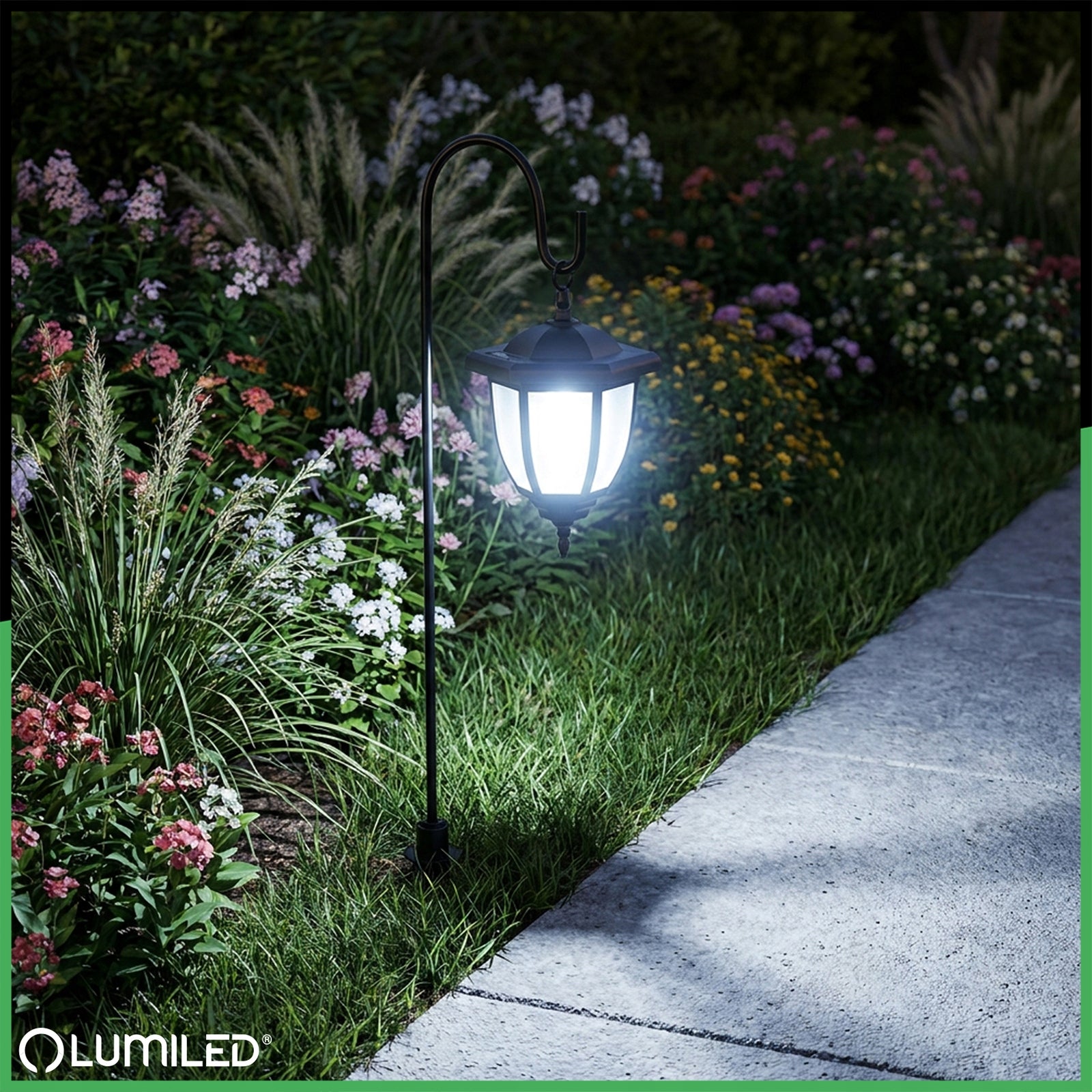 2x Solar Garden Lamp LED Lantern Outdoor Decorative Punched Post Number of pieces 1 pcs
