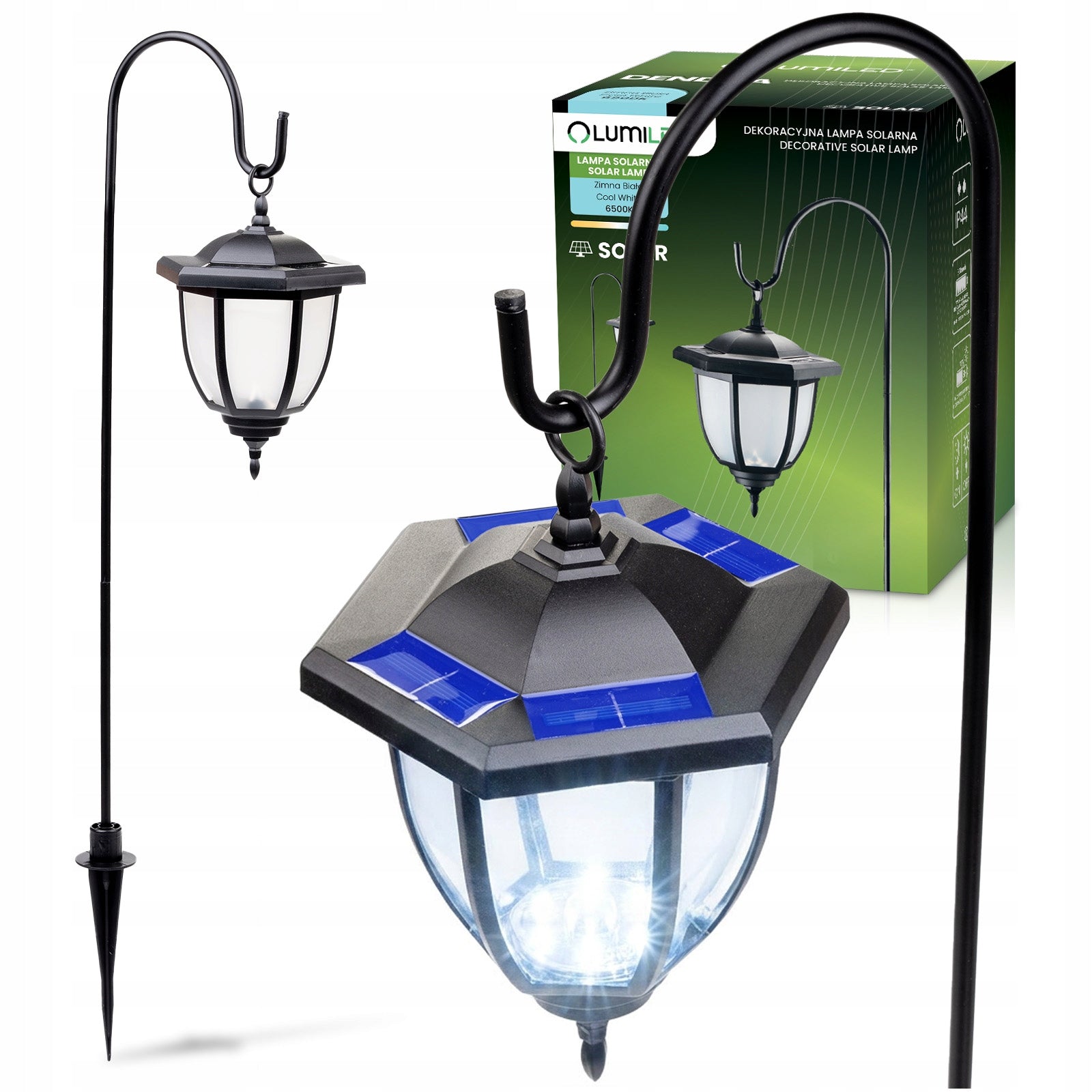 2x Solar Garden Lamp LED Lantern Outdoor Decorative Punched Post