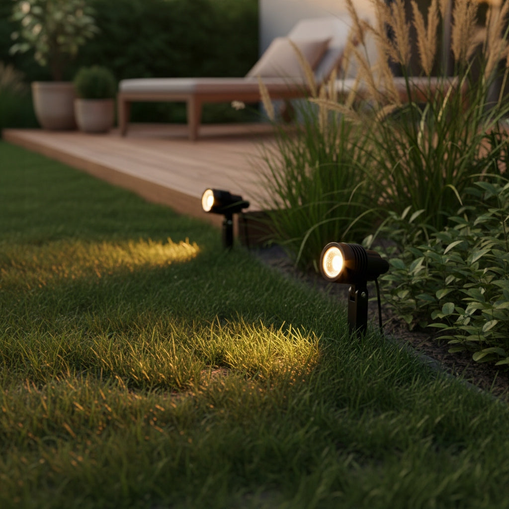 2x Solar Garden Lamp Punched Ground 3000K Outdoor Ground Remote Control Packaging status original