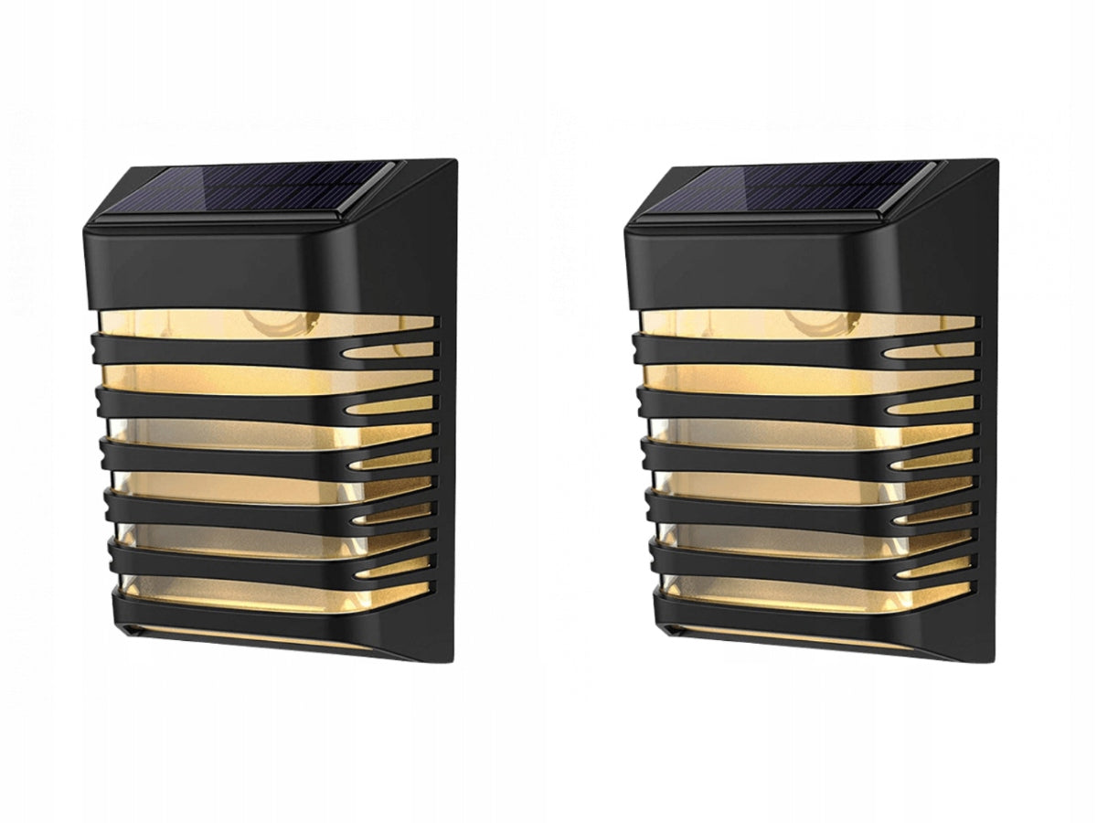 2x Solar LED Facade Outdoor Wall Lamp