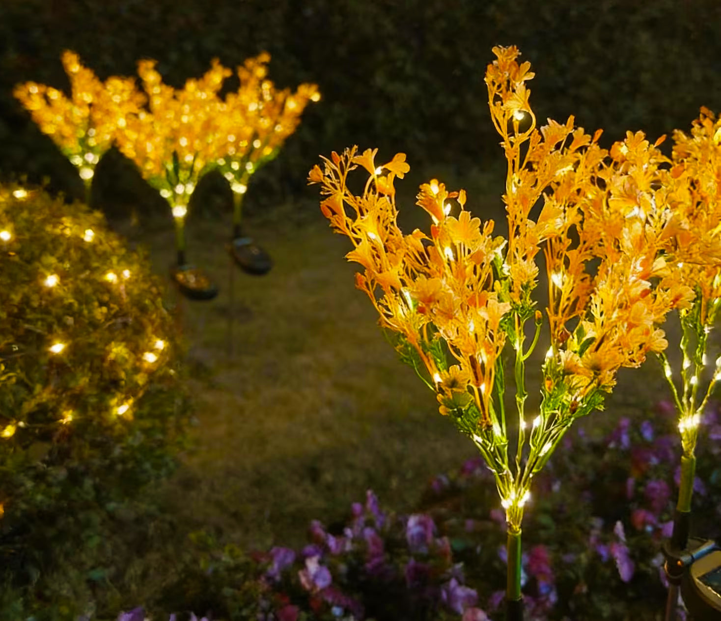 2x Solar Lamp Driven LED Flower Forsythia Beautiful Garden Decoration Packaging status original