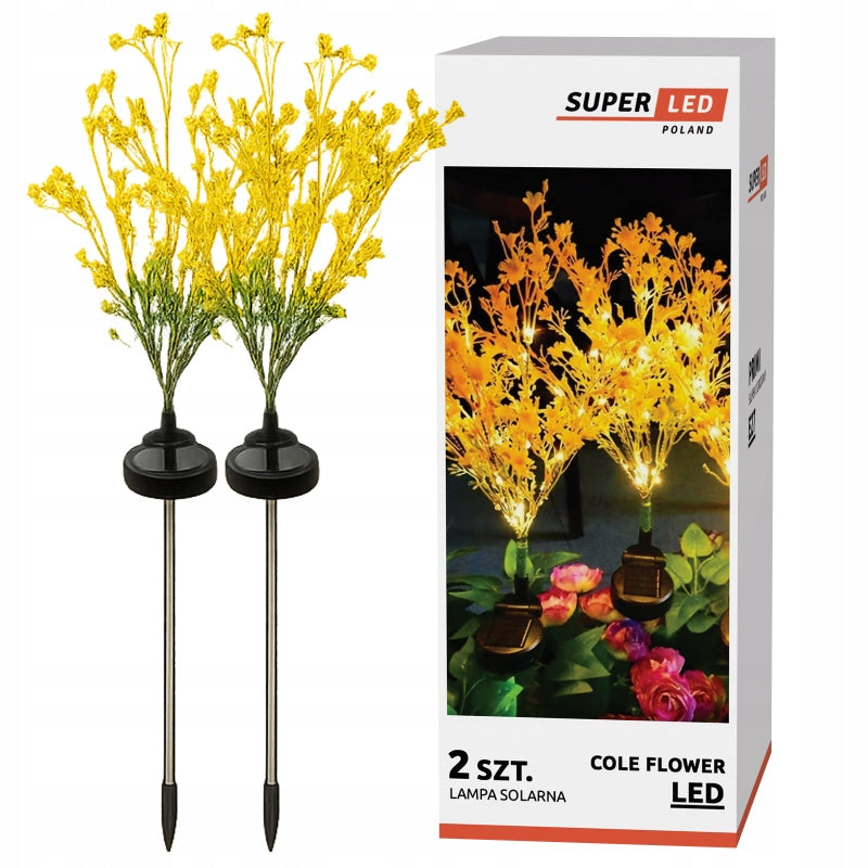 2x Solar Lamp Driven LED Flower Forsythia Beautiful Garden Decoration