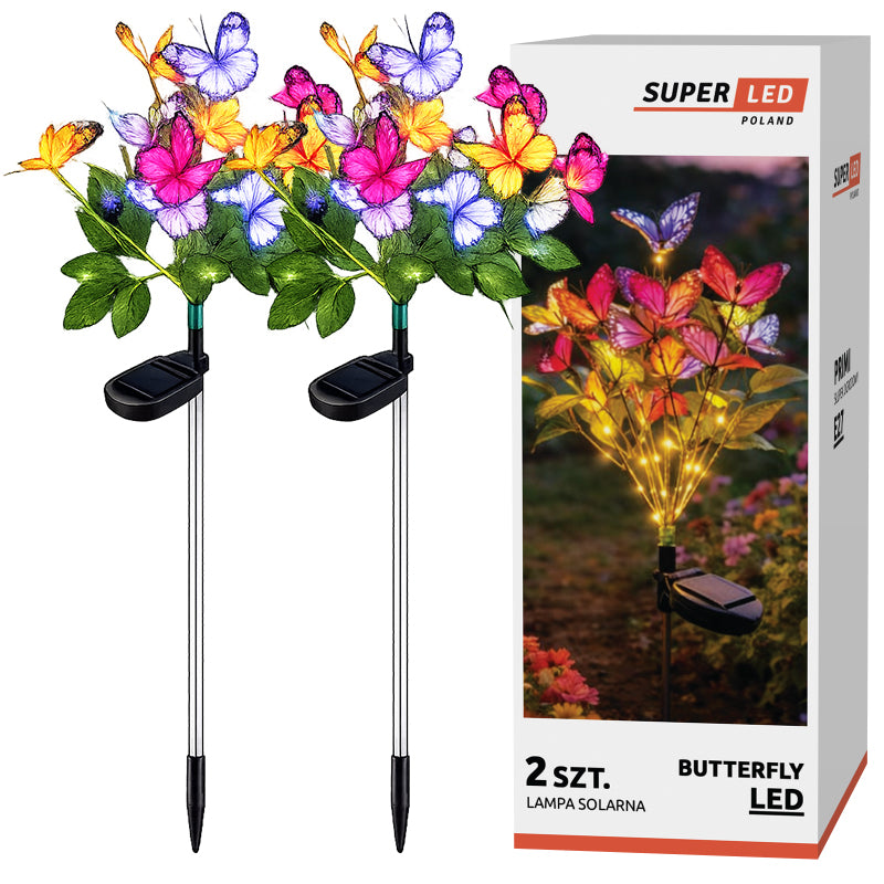2x Solar Lamp LED Punched Butterflies Garden Decoration Butterfly LED Lights