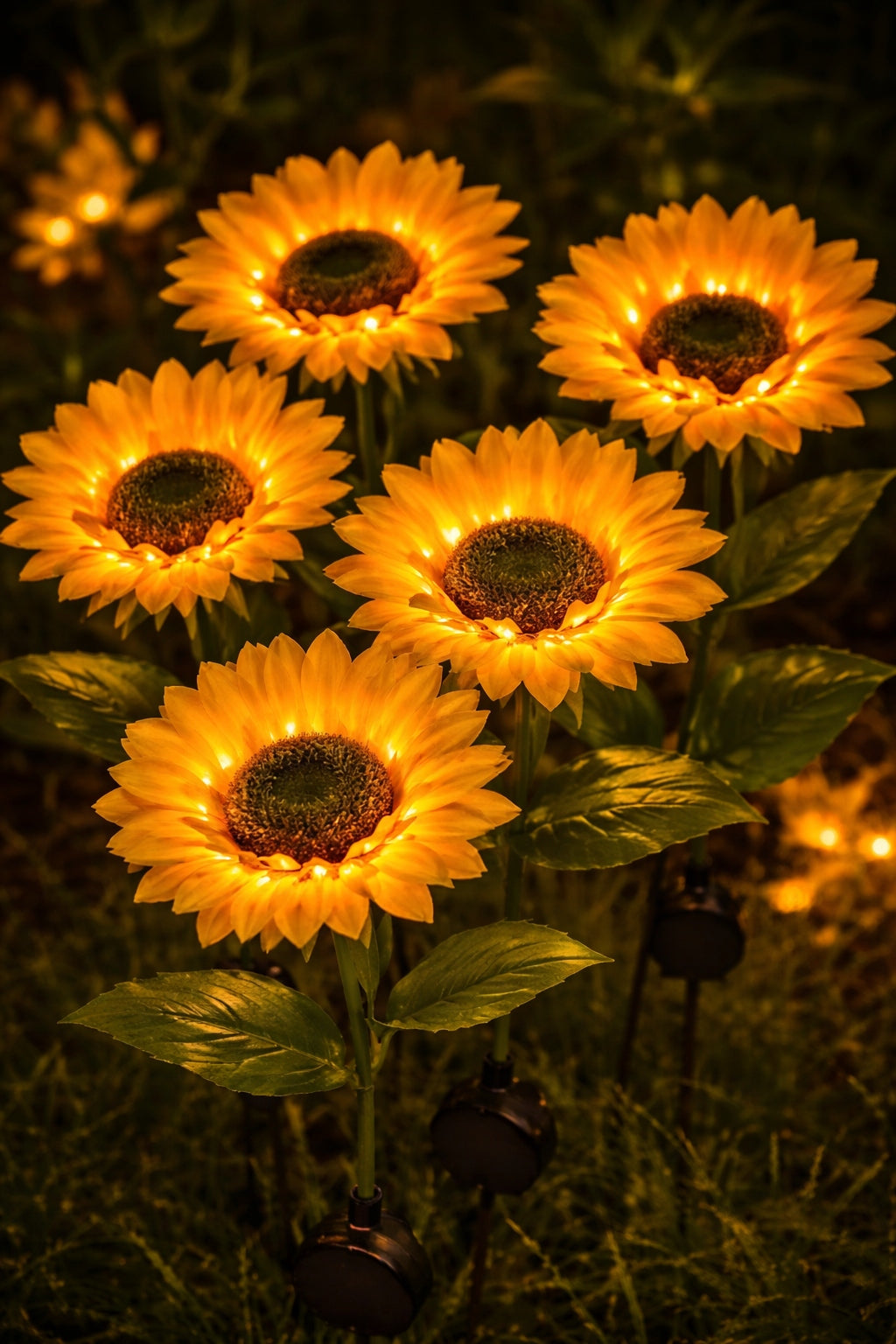 2x Solar Lamp Punched LED Sunflower 3-Head Decorative Flower 3000K Manufacturer code 5330
