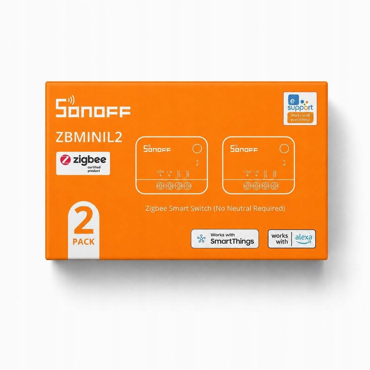 2x Sonoff ZBMINIL2 (without N) Alexa Google ZigBee Relay Packaging status original
