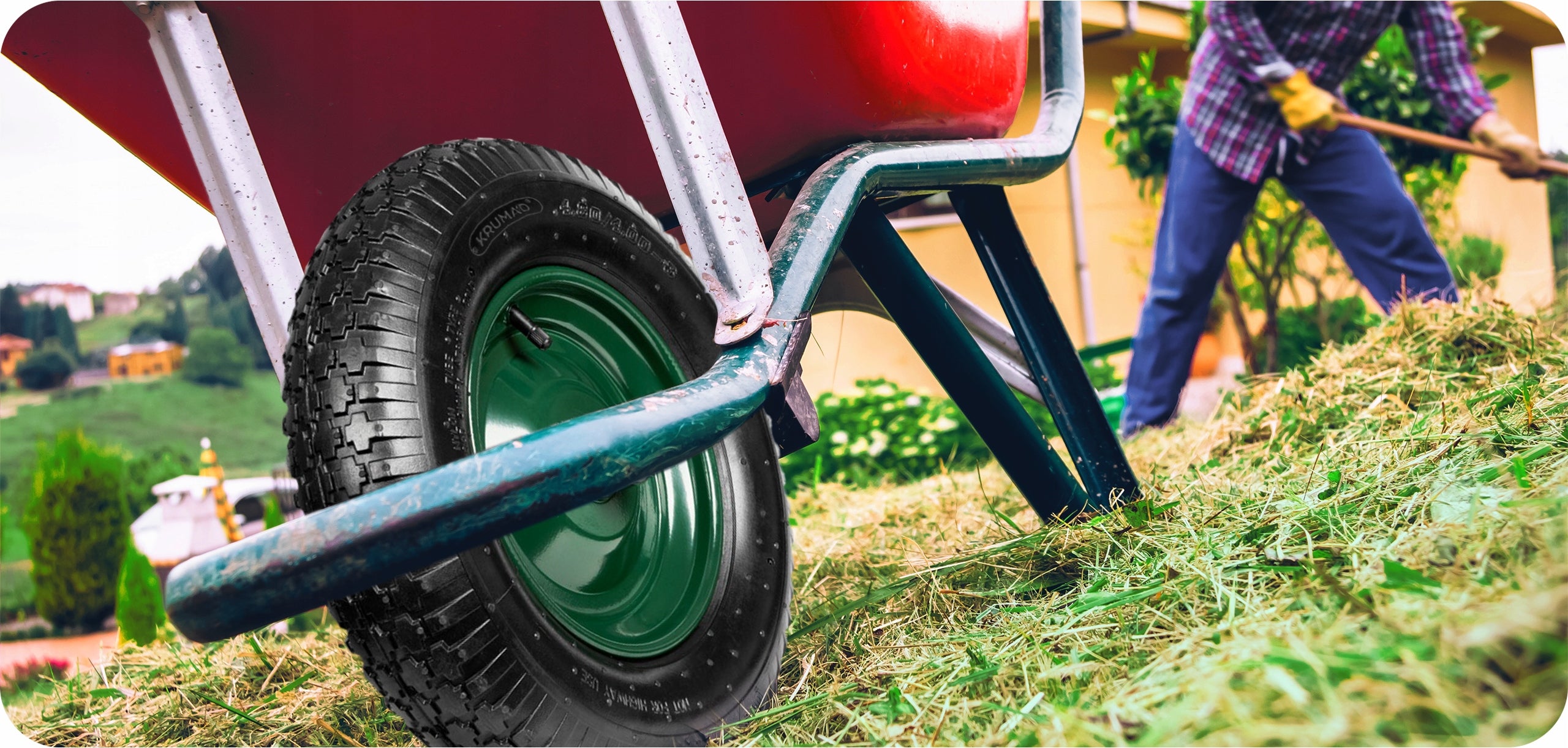 2x WHEEL FOR WHEELBARROW STRONG WITH INNER TUBE PUMPED 4.80/4.00-8 + AXLE Capacity 1 l