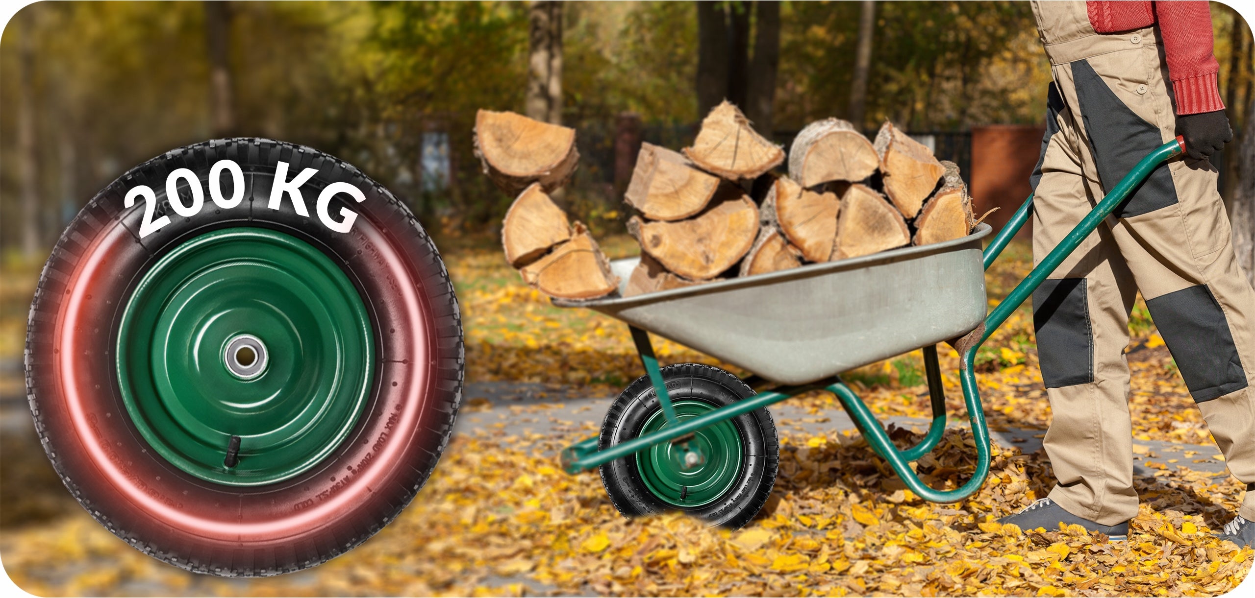 2x WHEEL FOR WHEELBARROW STRONG WITH INNER TUBE PUMPED 4.80/4.00-8 + AXLE Manufacturer code KOŁO KÓŁKO DO TACZKI WÓZKA KOSIARKI Z DĘTKĄ