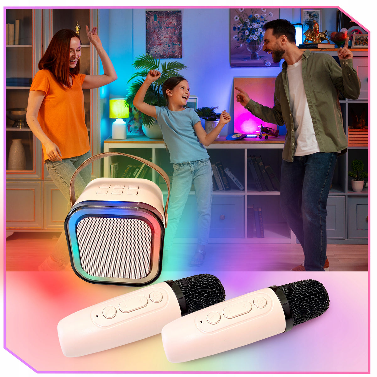 2x WIRELESS MICROPHONE KARAOKE SET FOR KIDS WITH BLUETOOTH SPEAKER Manufacturer code Mikrofon przenośny do śpiewania dla dziecka