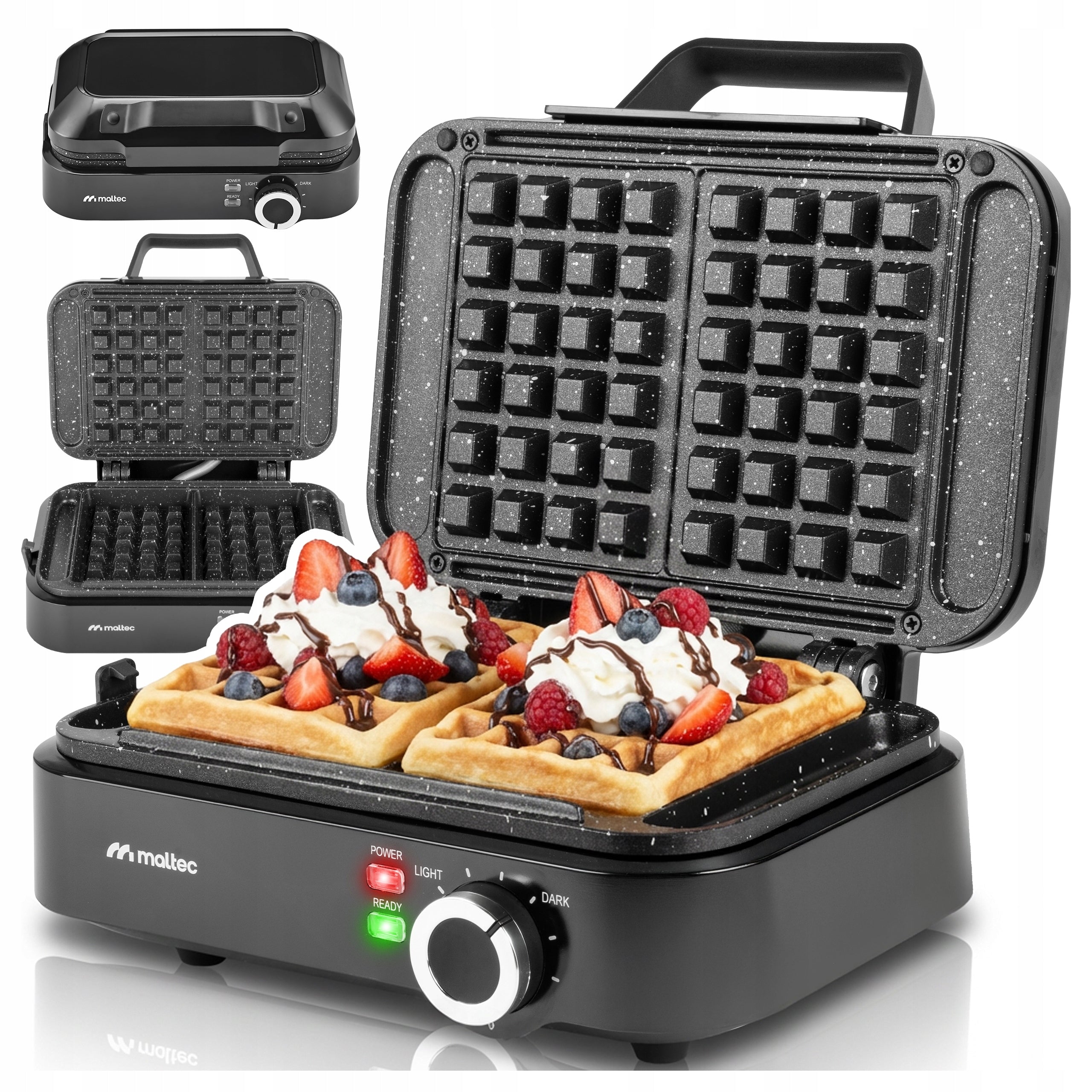 2x Waffle Iron With Temperature Control Marble Coating For 2 Large Waffles 20