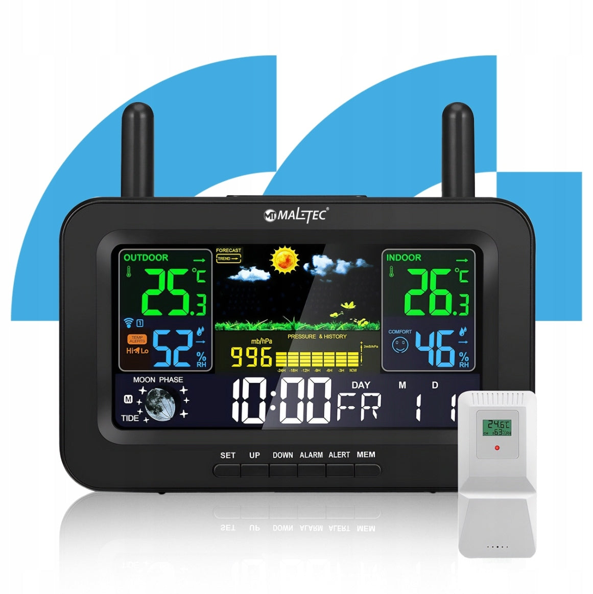 2x Weather Station Wifi Wireless Thermometer Barometer Application Sensor Brand Maltec