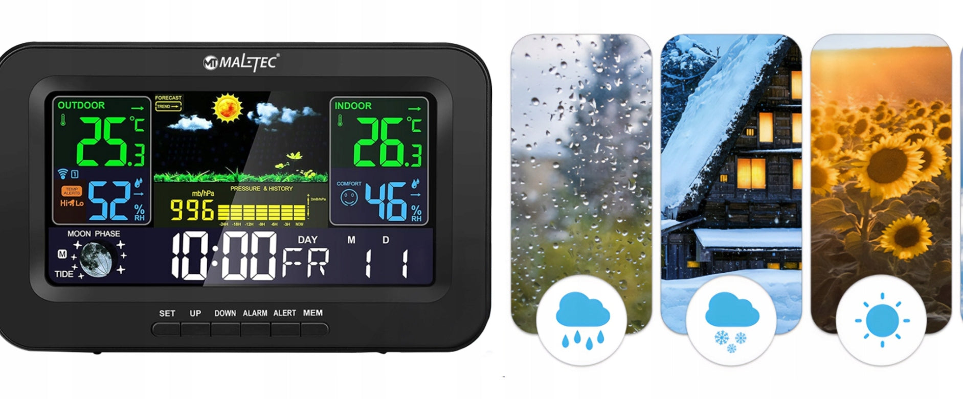 2x Weather Station Wifi Wireless Thermometer Barometer Application Sensor Model Bezprzewodowa Stacja Pogody Daily5000M App