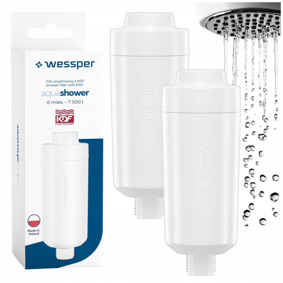 2x Wessper shower SHOWER FILTER softens and purifies KDF water
